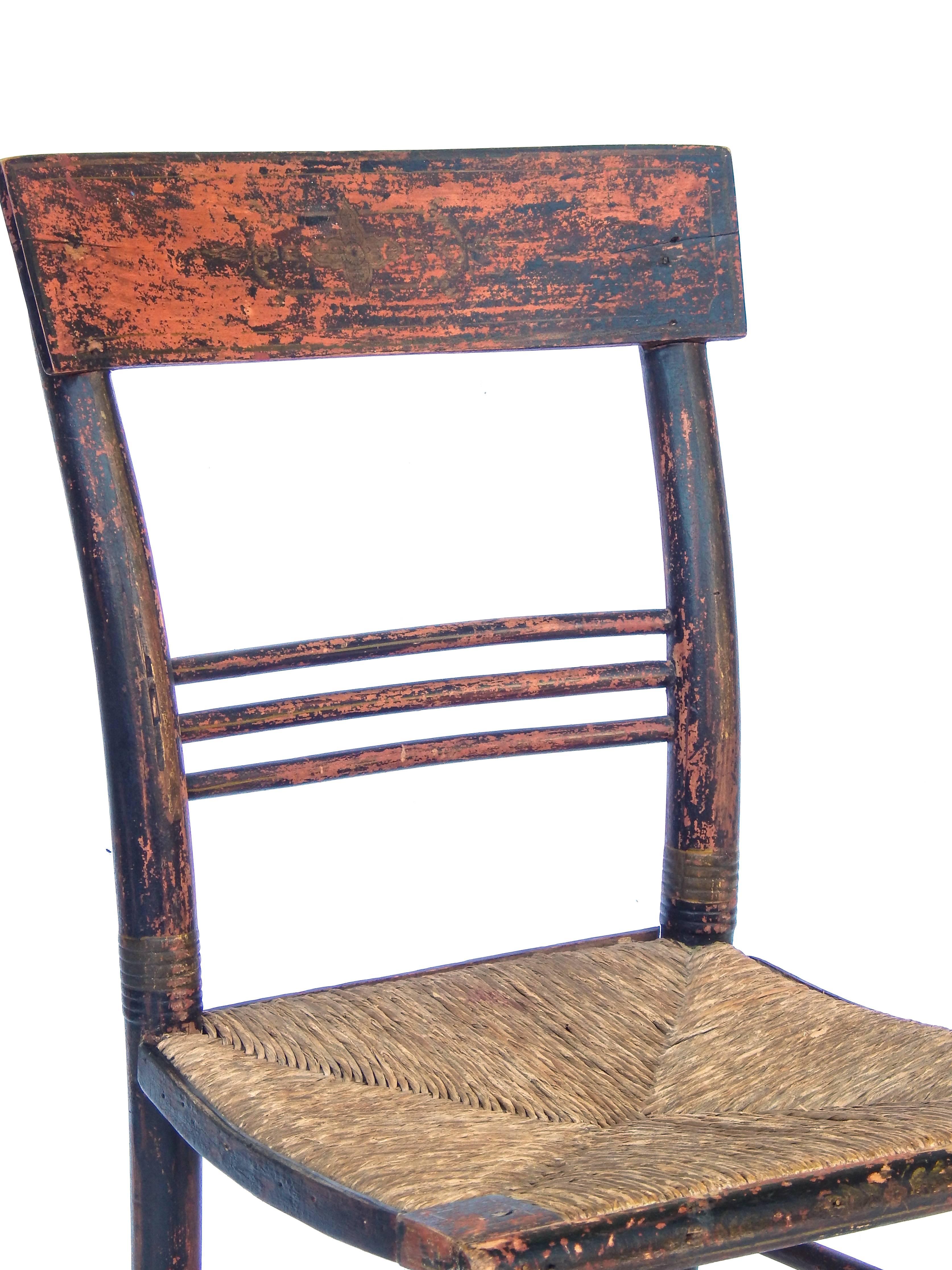 Rush 18th Century New England Dining Chairs For Sale