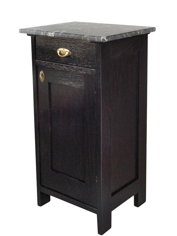 Pair of Ebonized MarbleTop Nightstands For Sale at 1stDibs