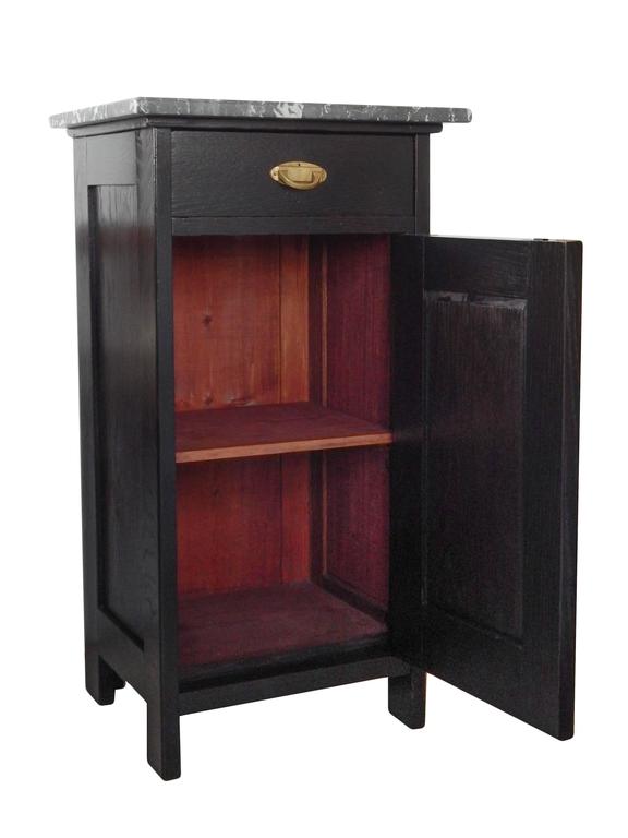 Pair of Ebonized MarbleTop Nightstands For Sale at 1stDibs