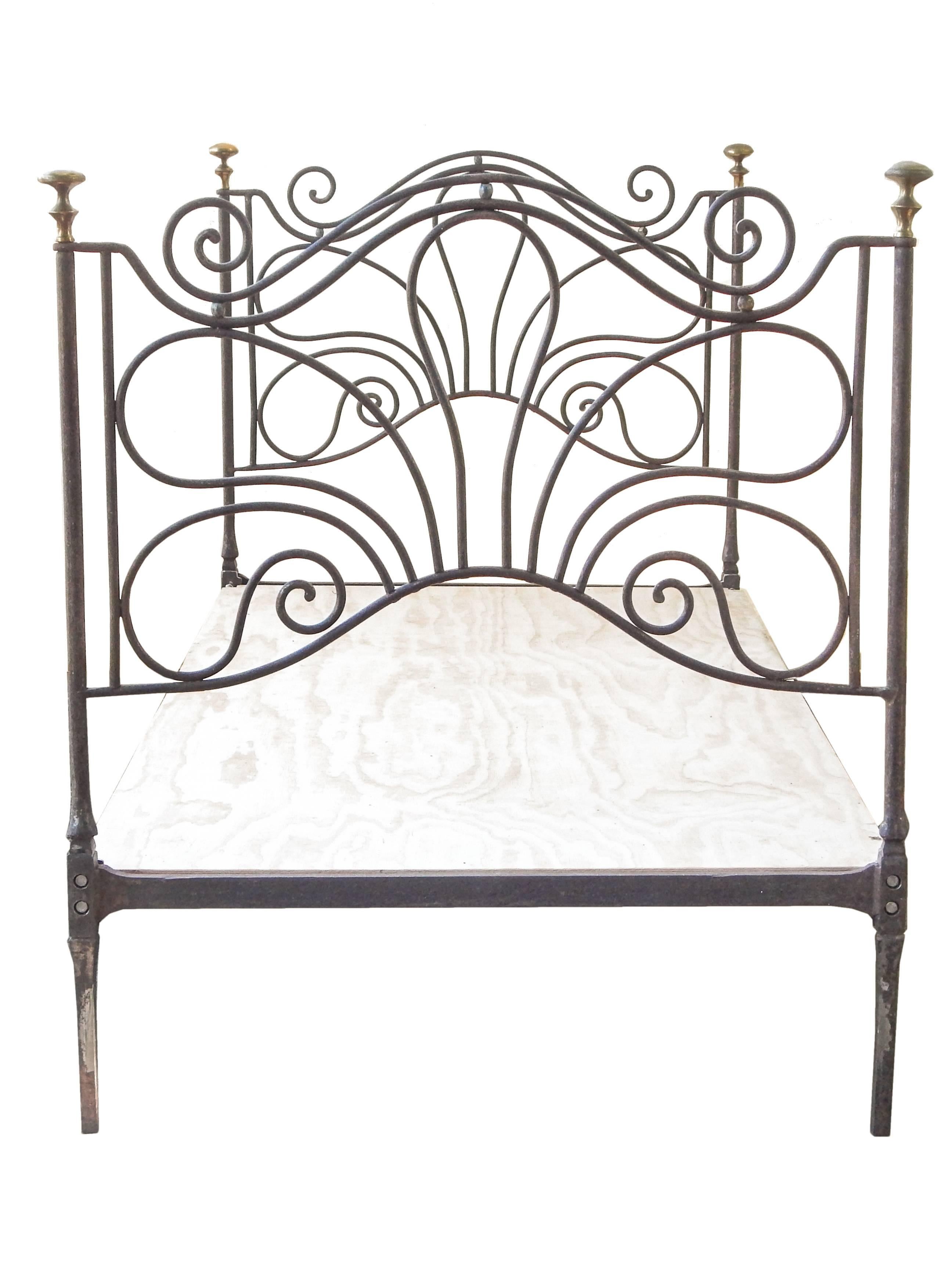 19th Century French Iron and Brass Daybed For Sale