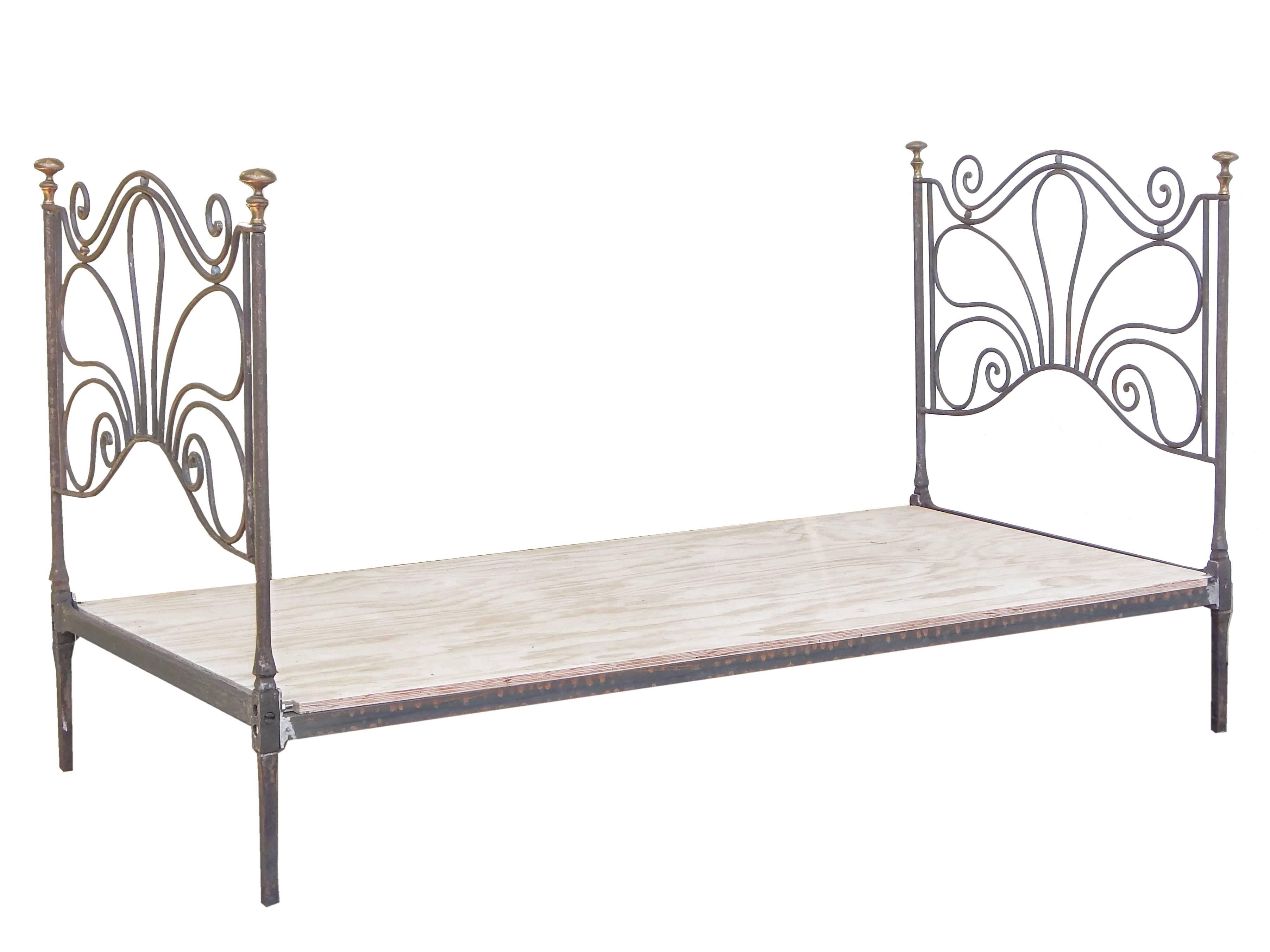 French Iron and Brass Daybed For Sale 1