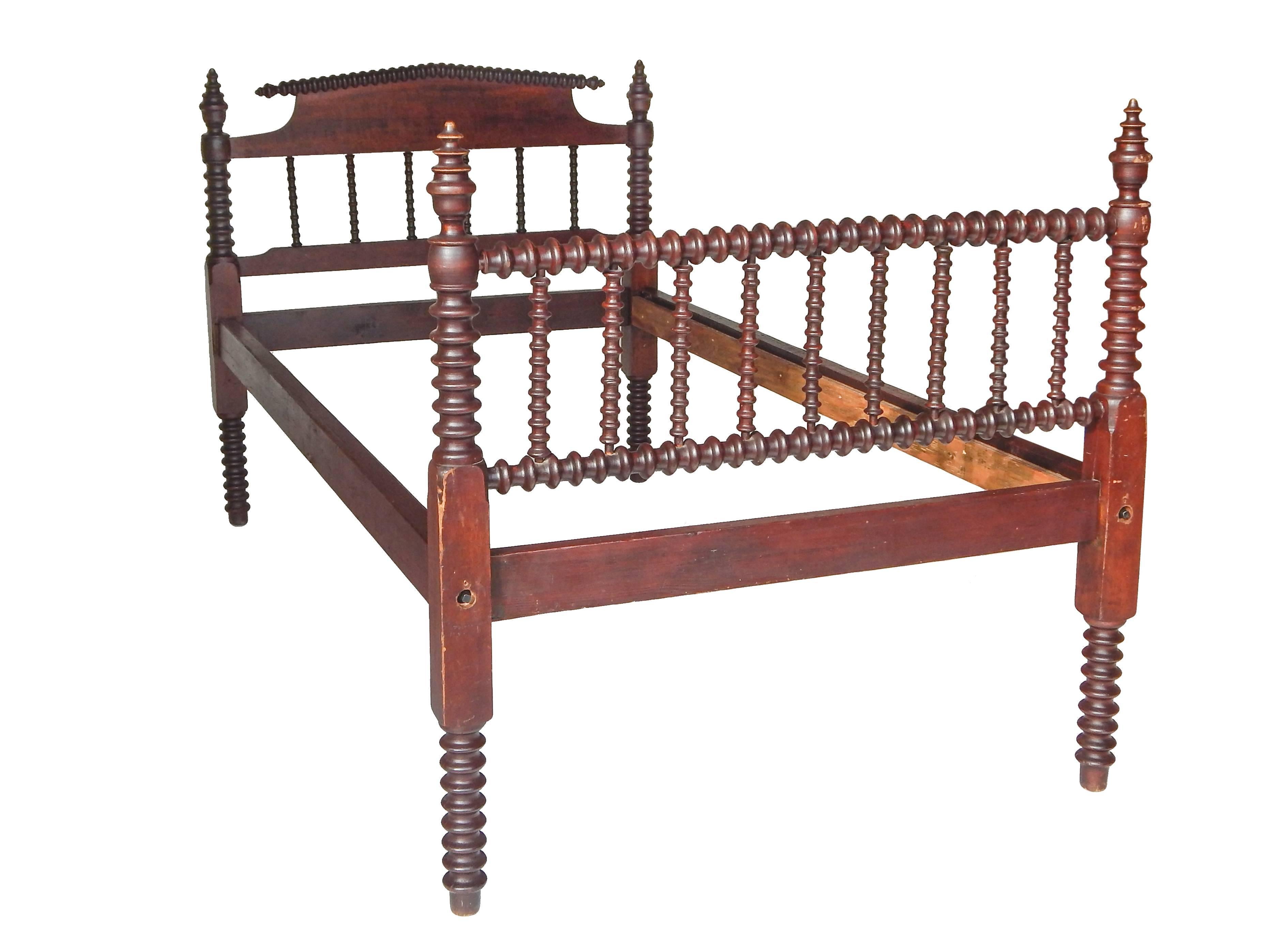 Stunning near pair of spindle beds-
Second bed slightly larger
Measures: 45” H x 81” W x 44 1/2” D -
(interior: 44” x 75”).