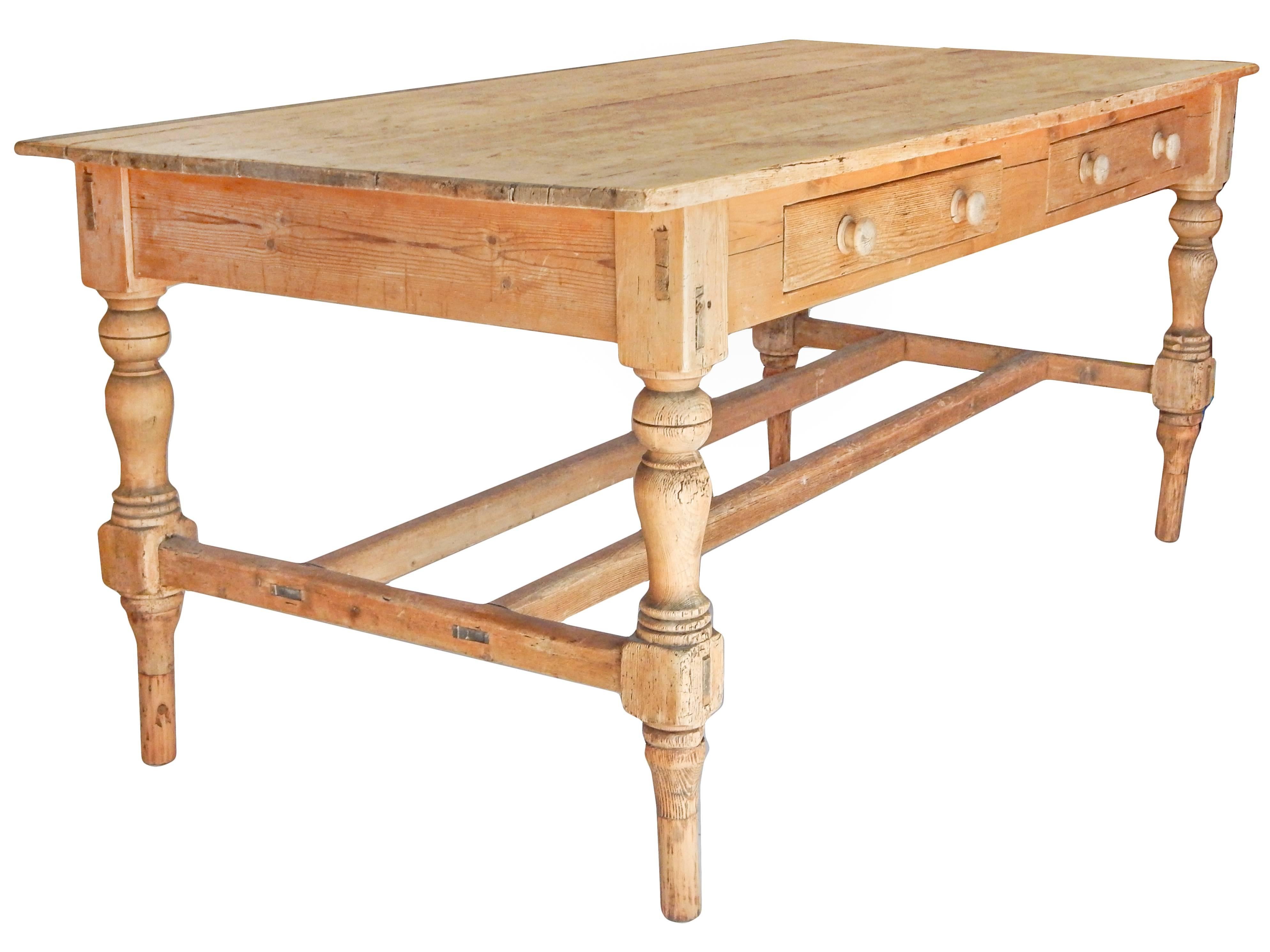 19th Century French Pine Work Table For Sale