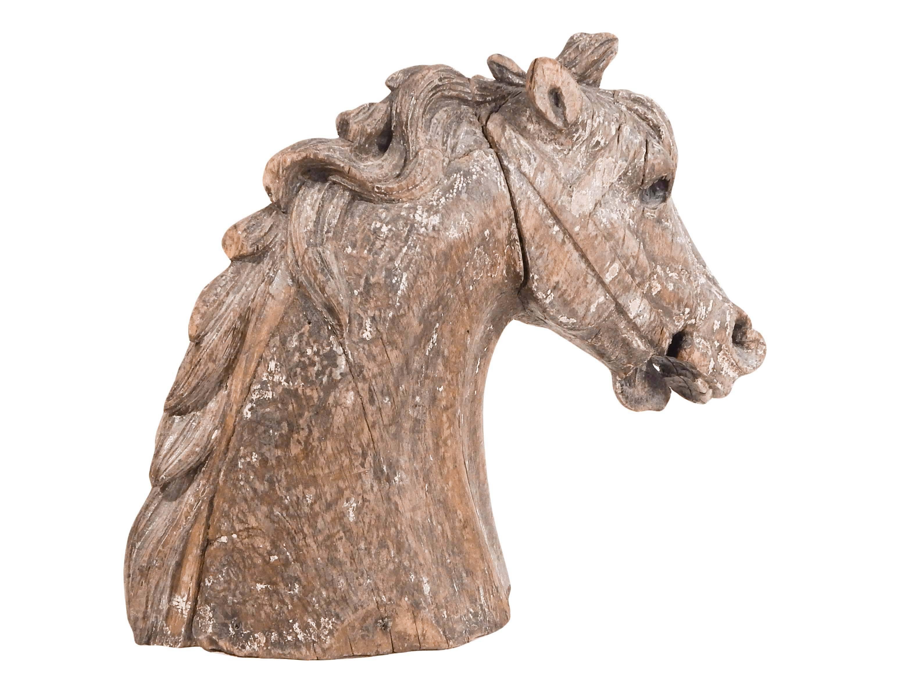 19th Century Carved Carousel Horse Head For Sale