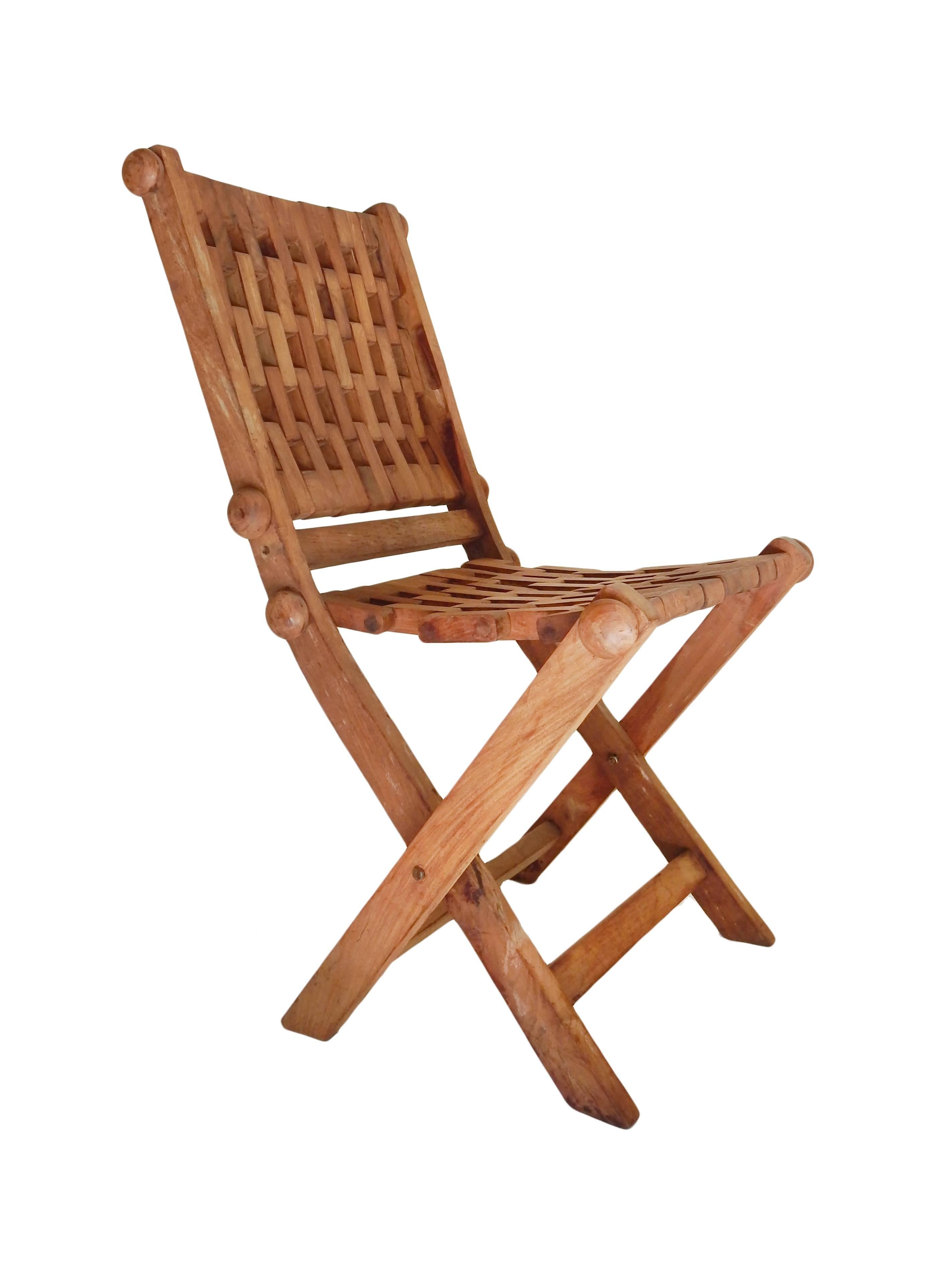 Great Pair of Handmade Folding Chairs In Good Condition In Bridgehampton, NY