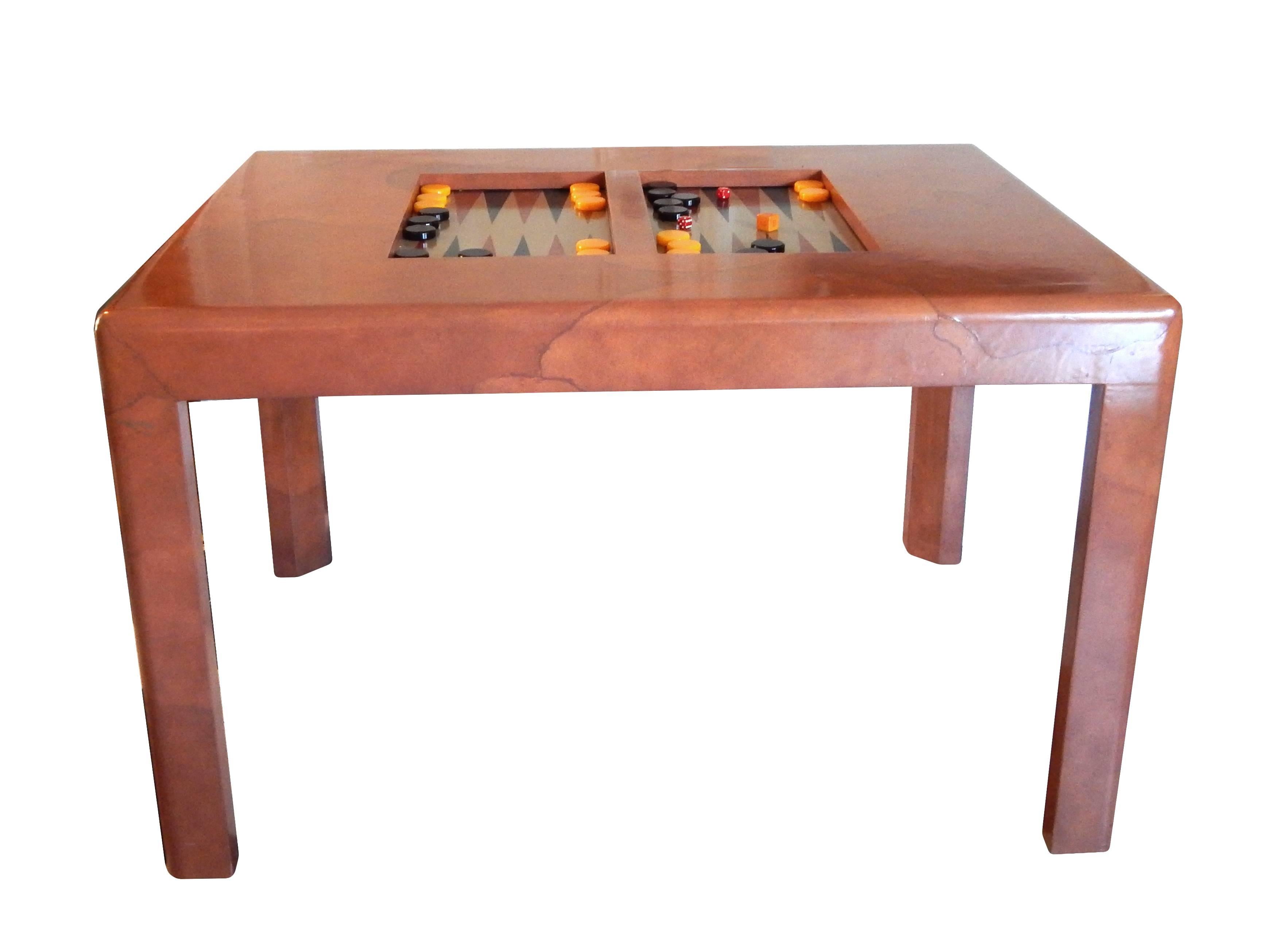 North American Karl Springer Goatskin Backgammon Table For Sale