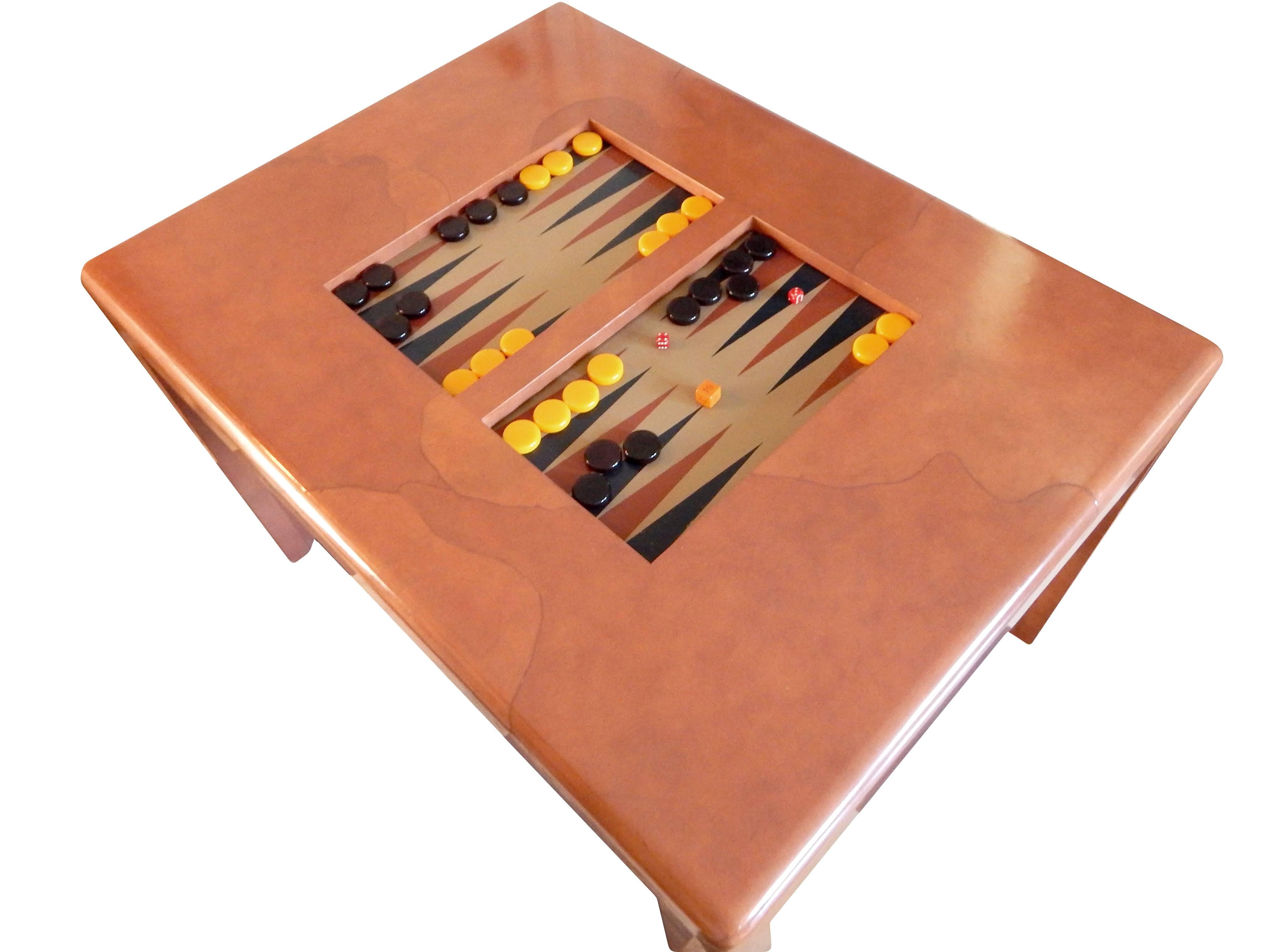 Karl Springer Goatskin Backgammon Table In Good Condition For Sale In Bridgehampton, NY