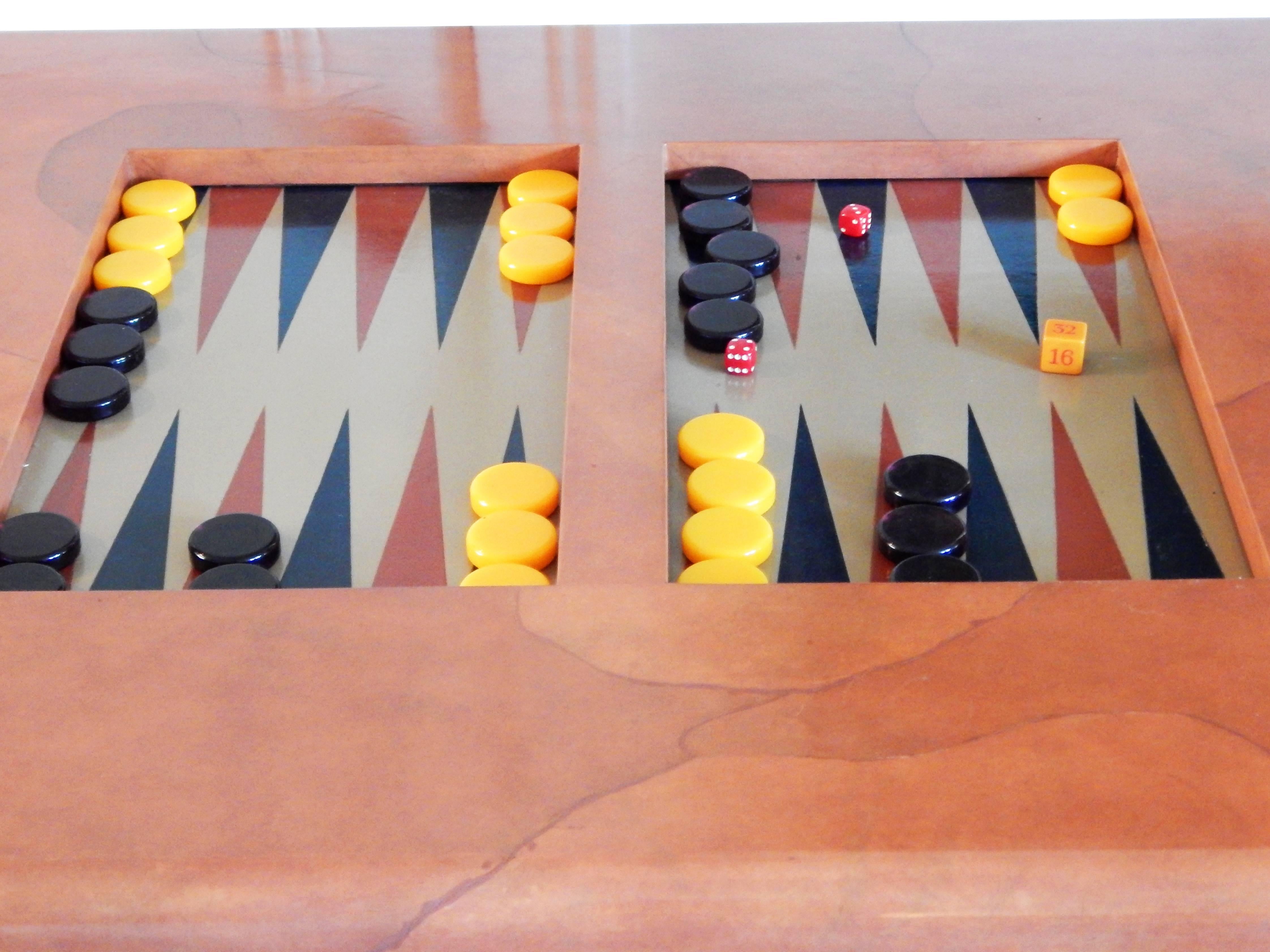 Late 20th Century Karl Springer Goatskin Backgammon Table For Sale