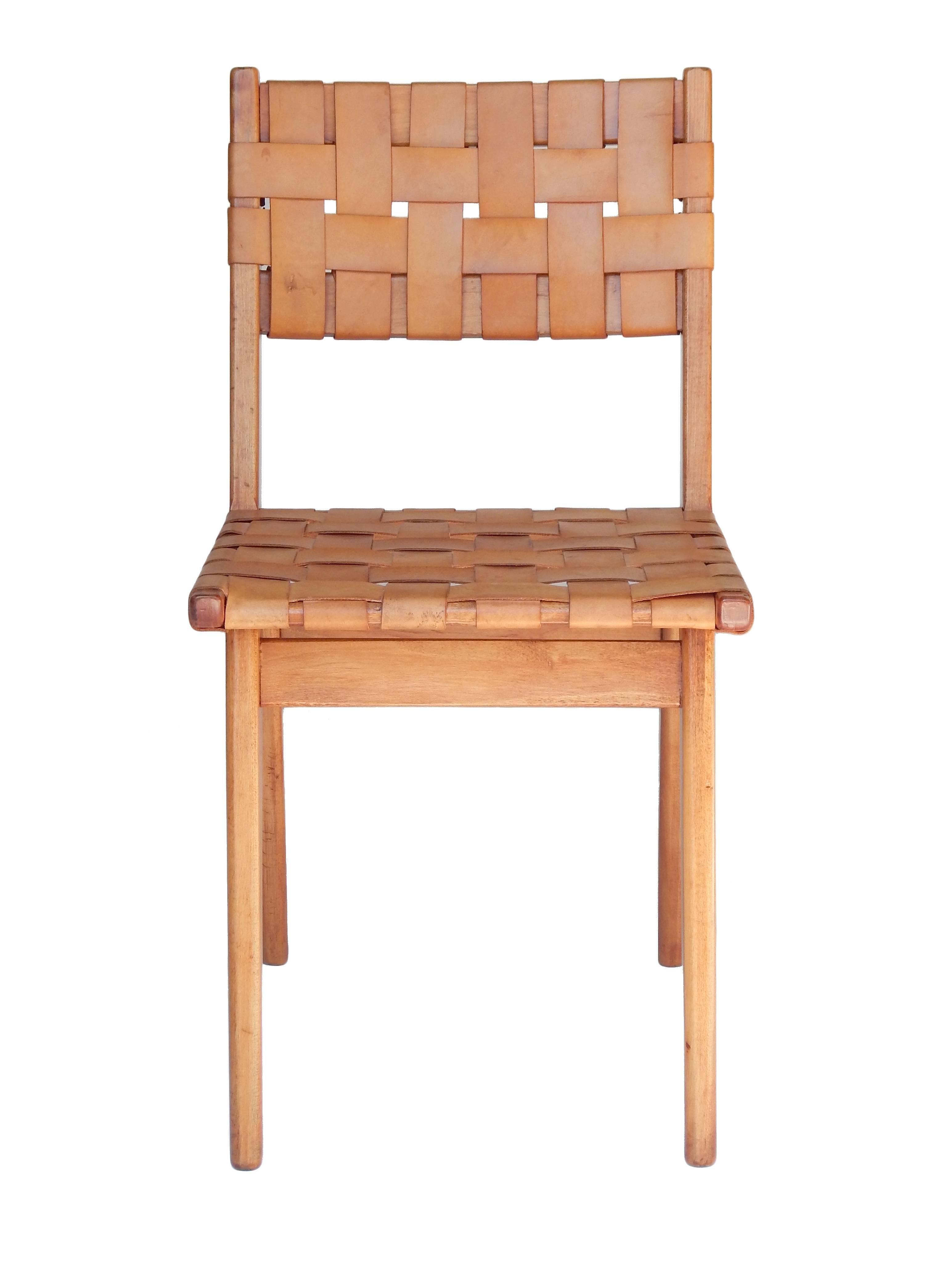 Mid-Century Modern Set of Six Original Mel Smilow Woven Leather Chairs