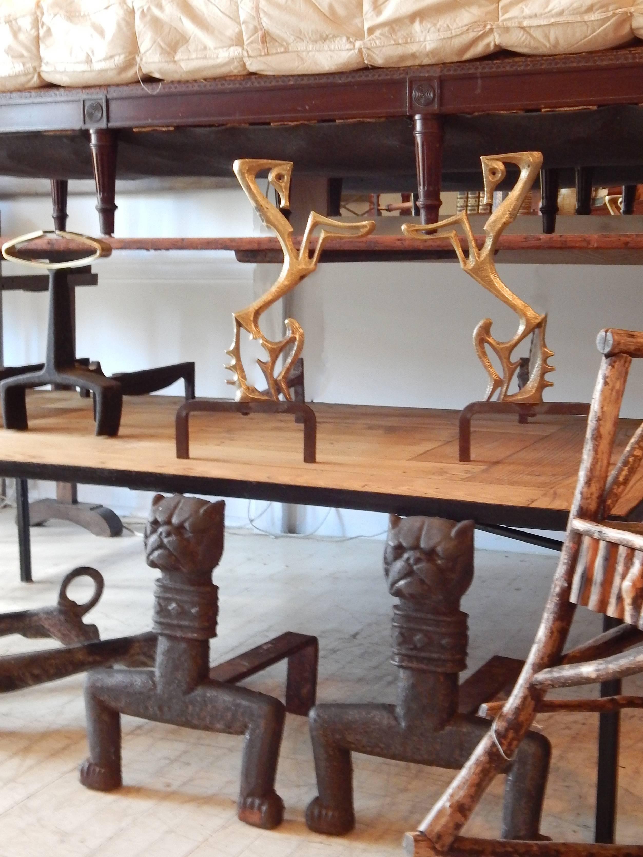 Rare Frederick Weinberg Horse Andirons For Sale 1