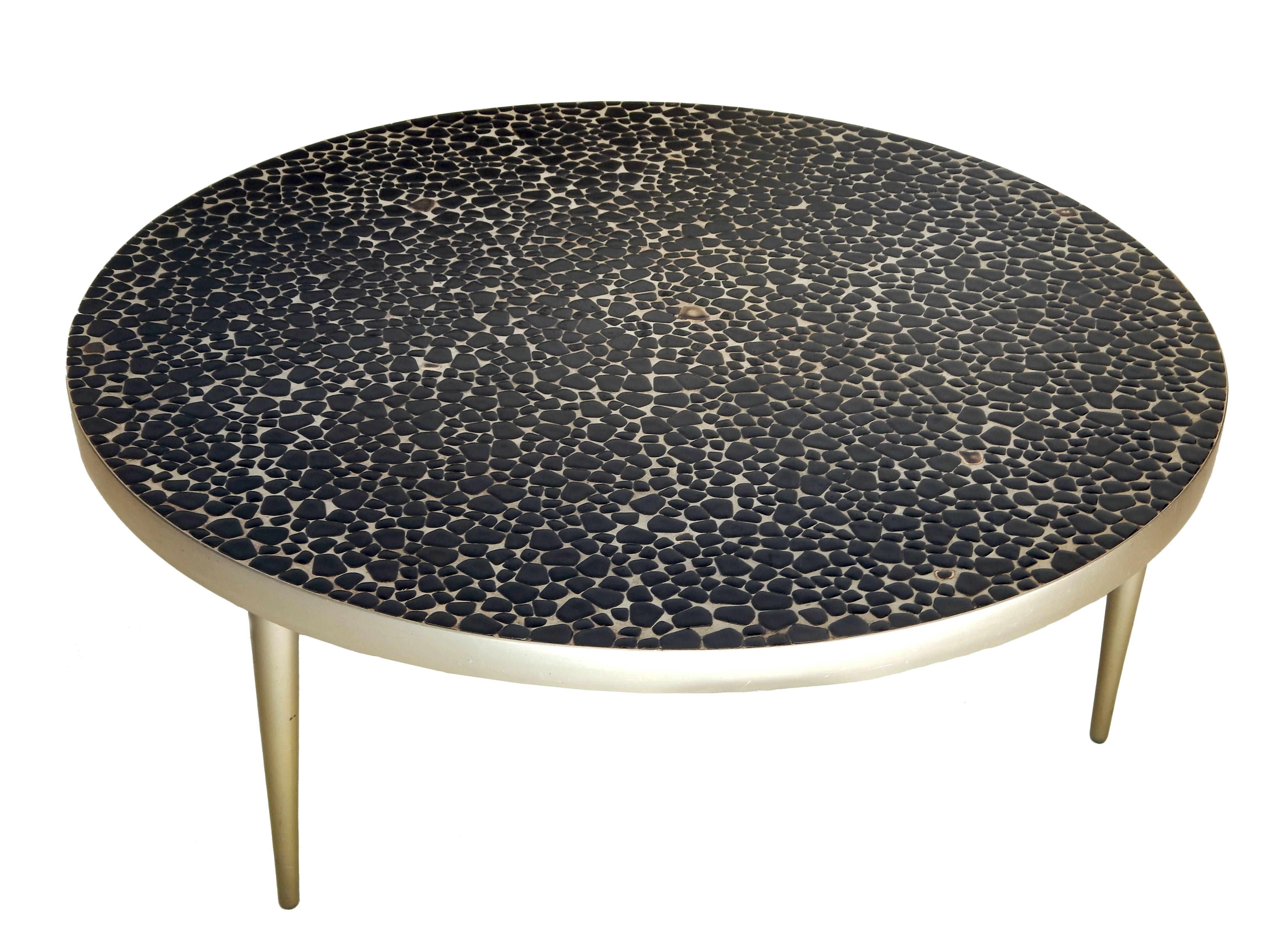American Mid-Century Mosaic Tile Coffee Table For Sale