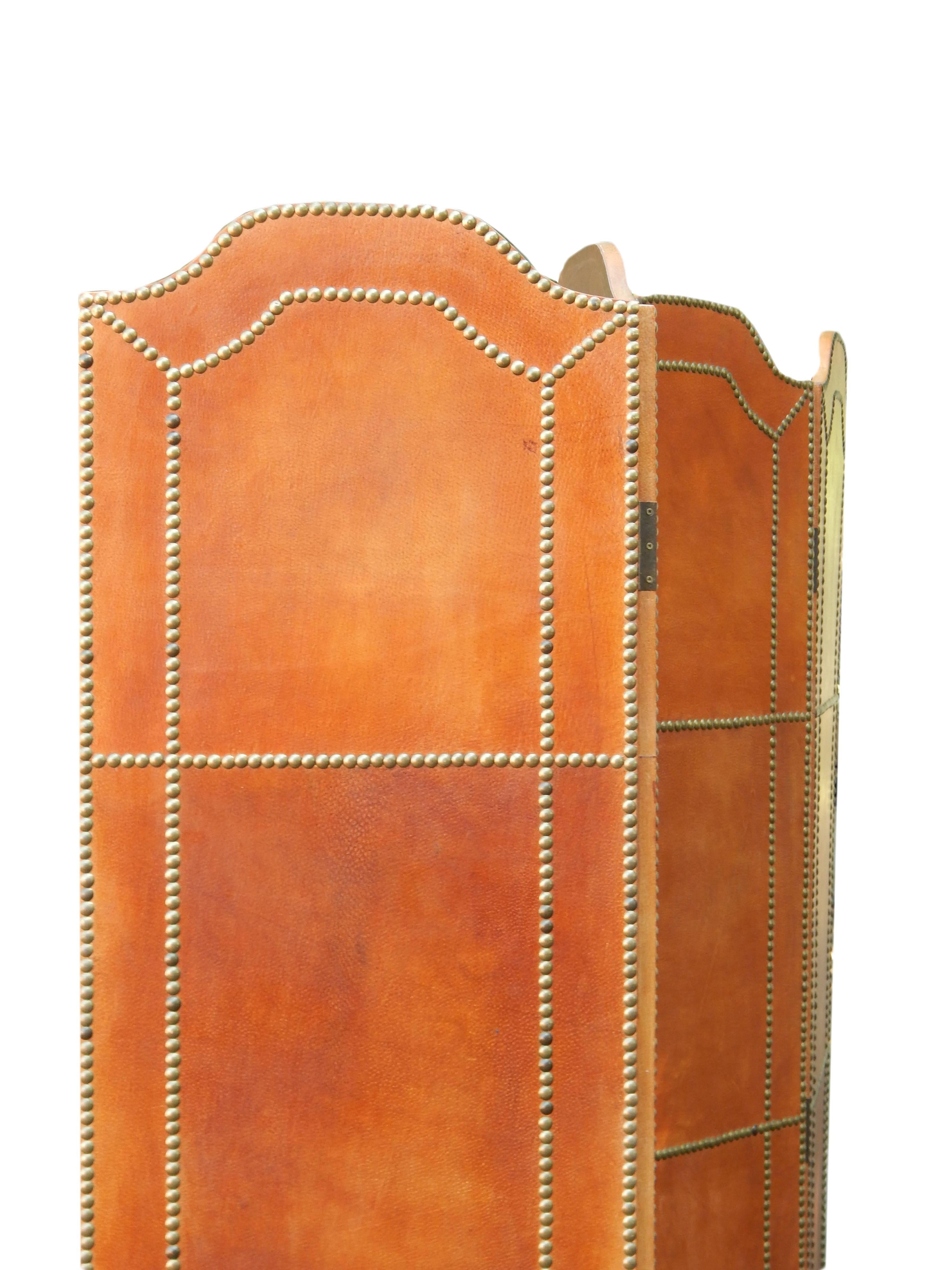 20th Century Pigskin Leather Screen For Sale