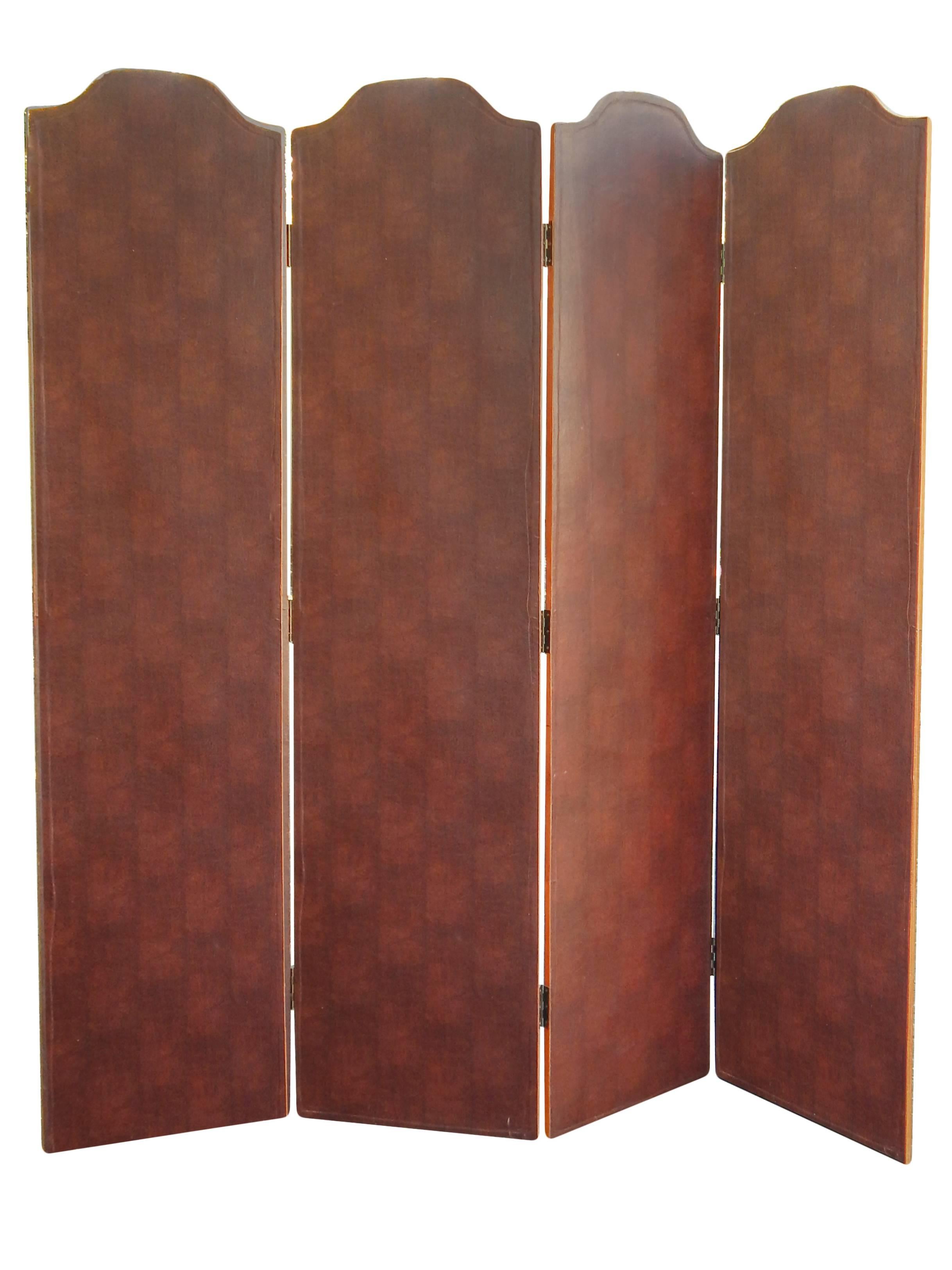Pigskin Leather Screen In Good Condition For Sale In Bridgehampton, NY