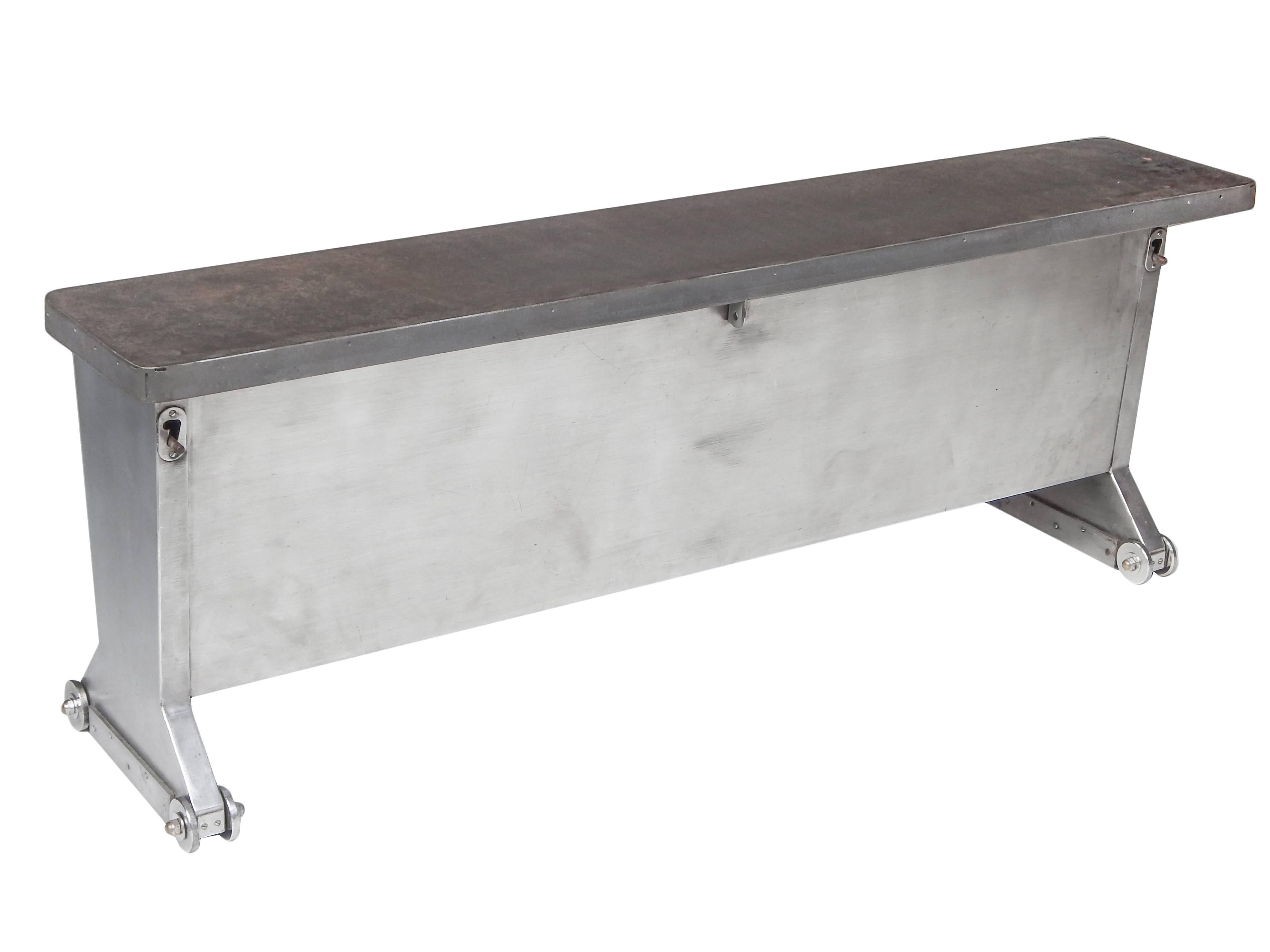 Pair of vintage aluminum submarine trunks/benches. Can be sold separately at $1490 ea.