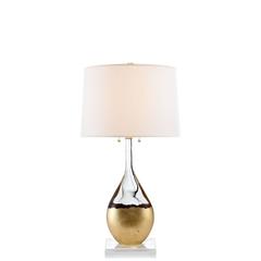 Table Lamp In Crystal And Gild With Silk Shade