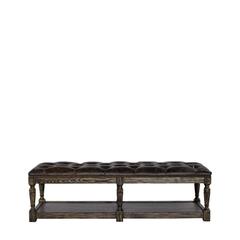 Rectangular Leather Tufted Bench