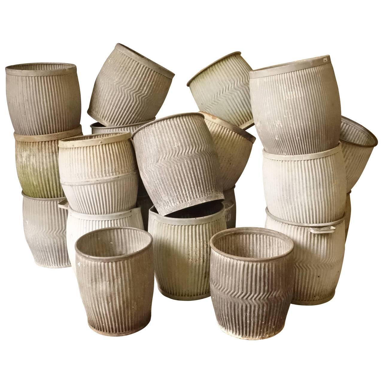 Ribbed Zinc Wash Tubs For Sale at 1stDibs