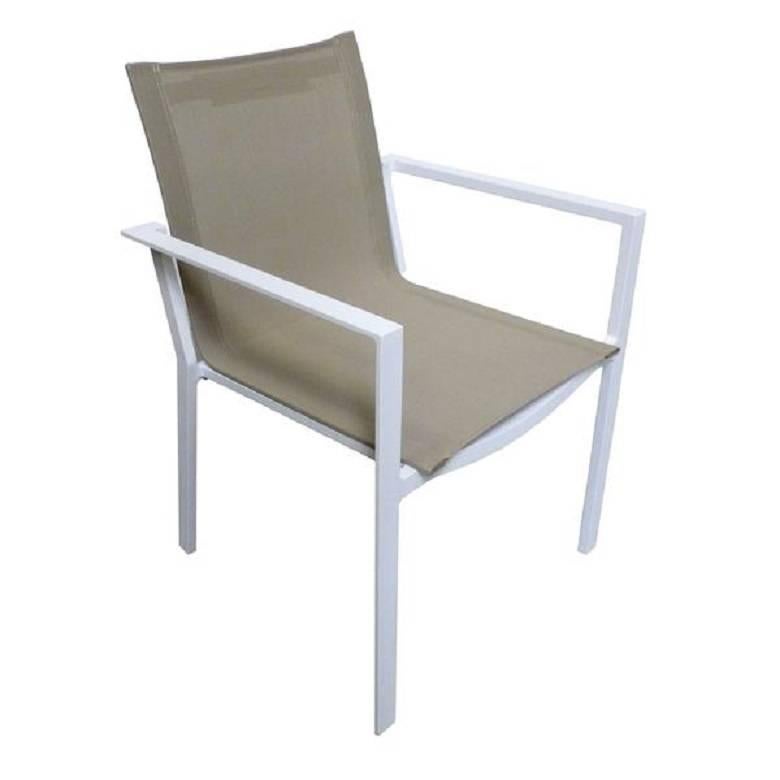 Grey on White Outdoor Aluminium Armchair For Sale