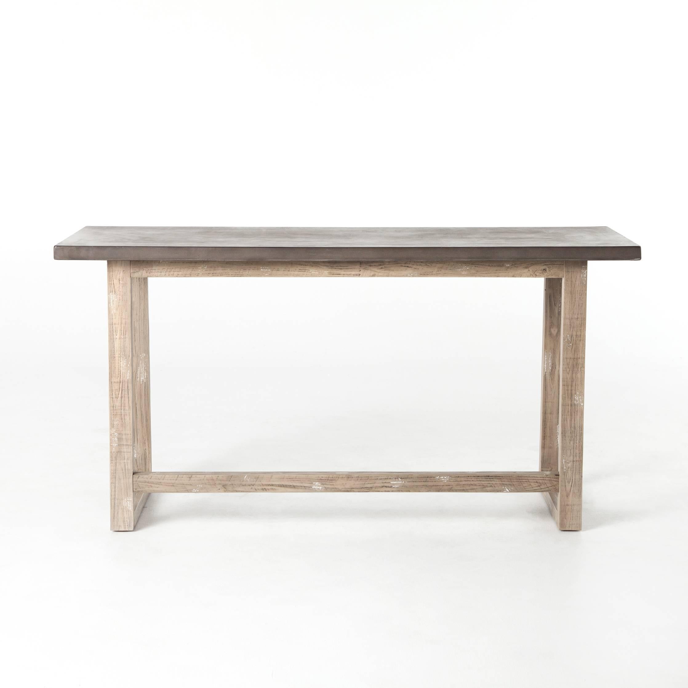 A Minimalist style desk with concrete top. The wooden base with white washed finish.
Dimensions: W 59