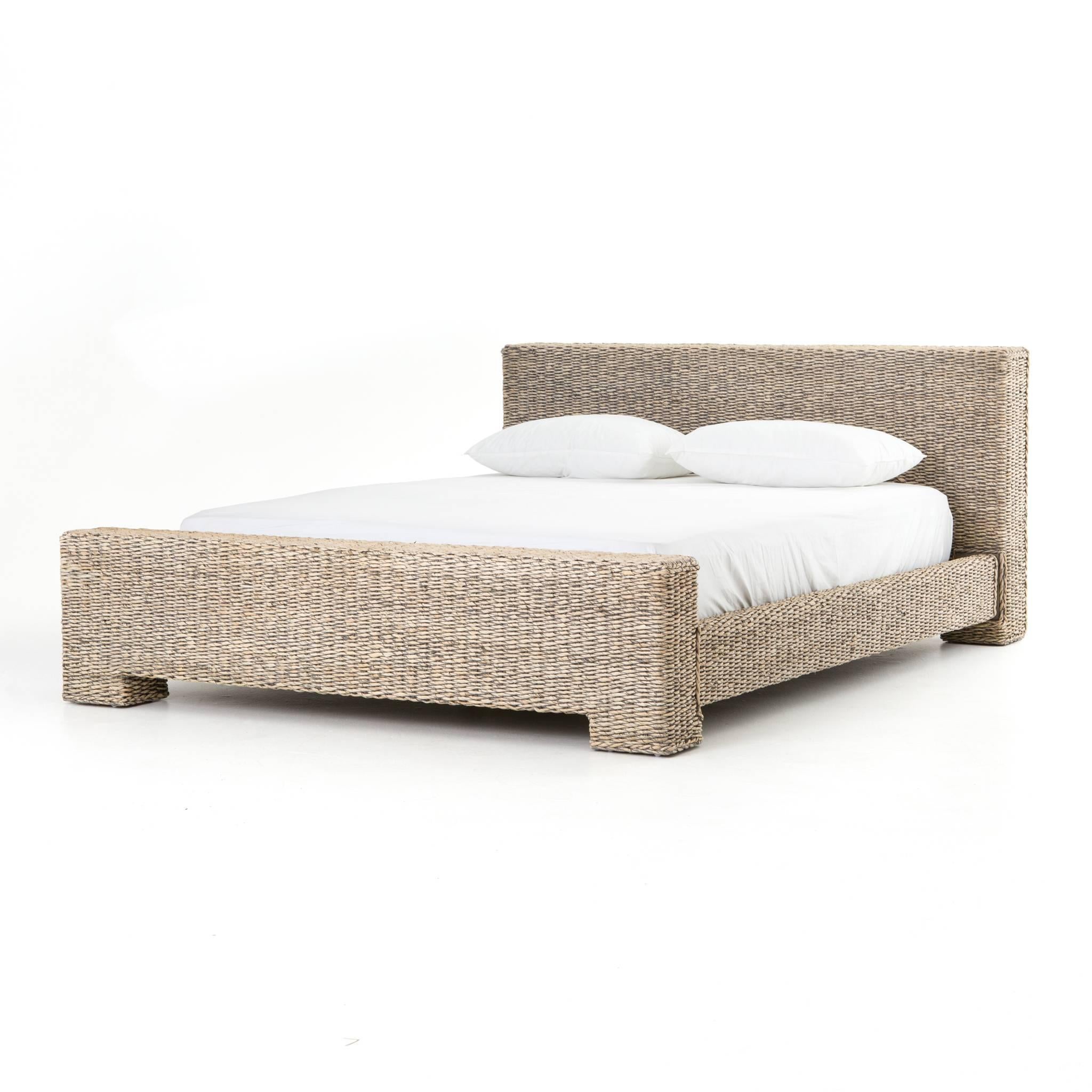 Modern, beach style rattan low profile bed, available in king and queen-size.
Queen $2588
King $3048 .W 85.5; D 97.5, H 36

Low stock, check with us for availability.