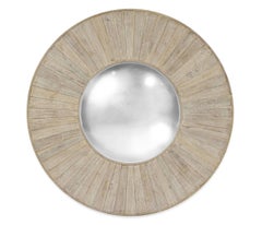 Large Round Acacia Wood Mirror