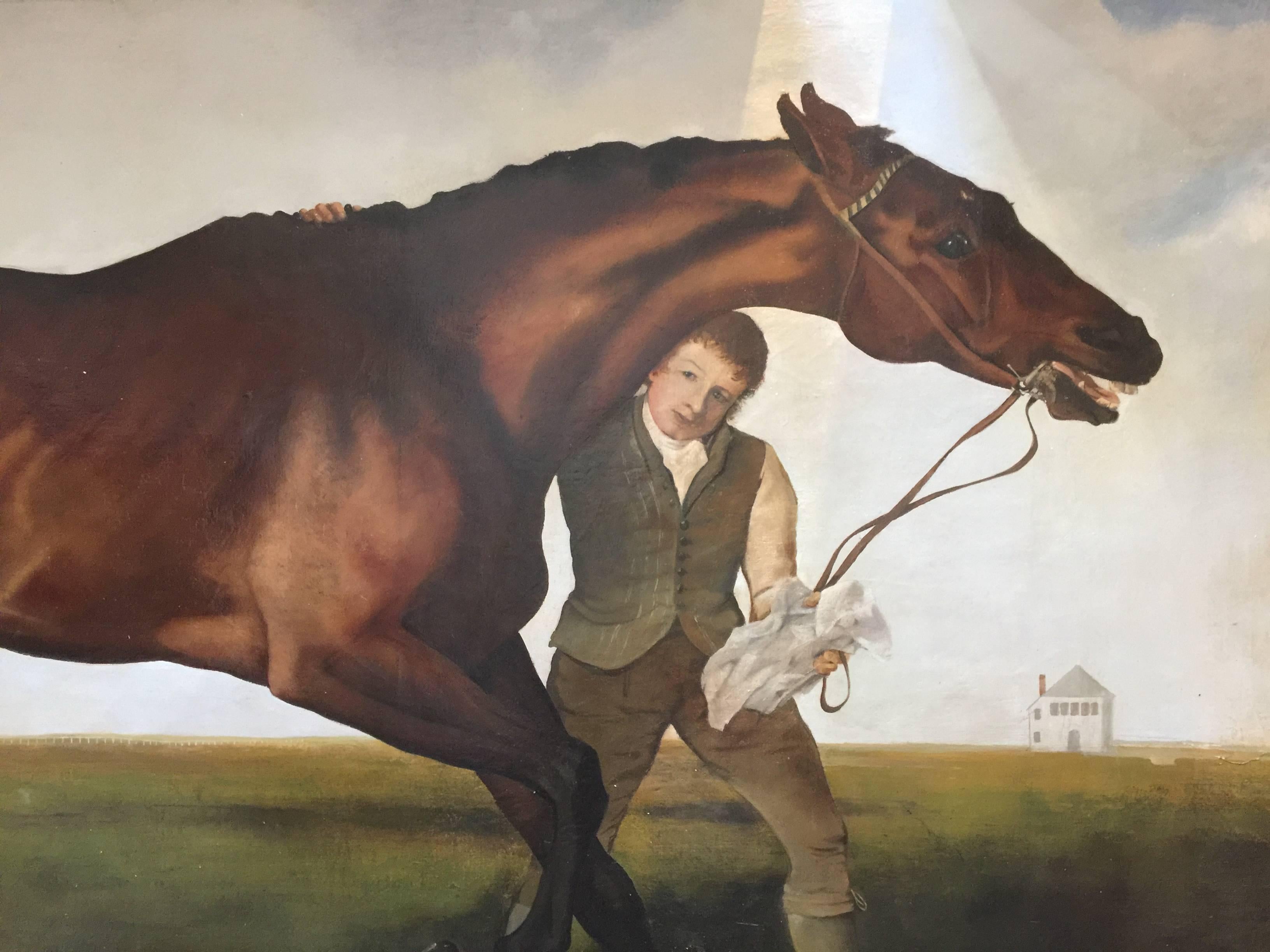 A very large oil on canvas, painted by English Artist L. Connor, 2014 after the Stubbs painting, circa 1800 