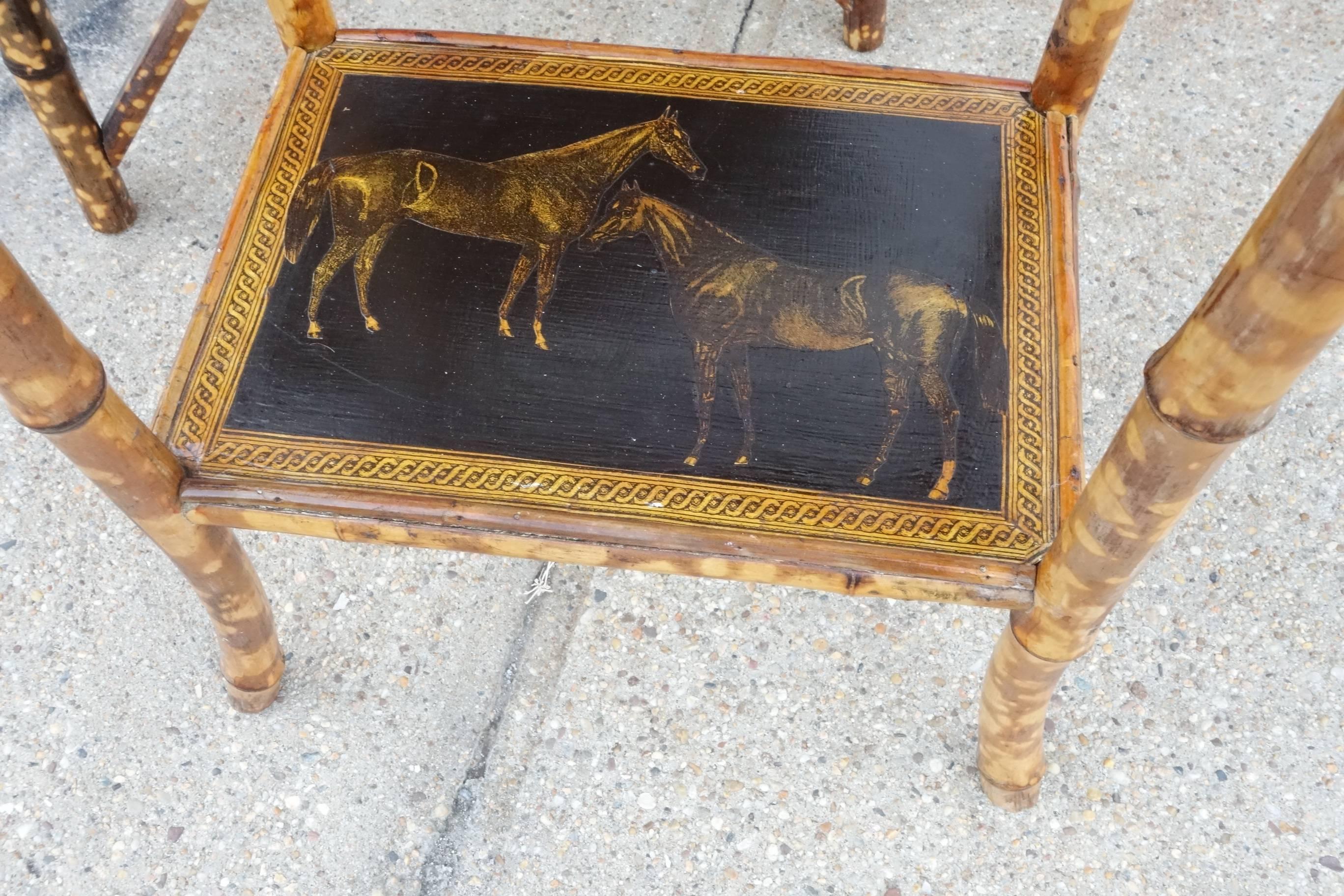 20th Century Decoupage Bamboo Tables