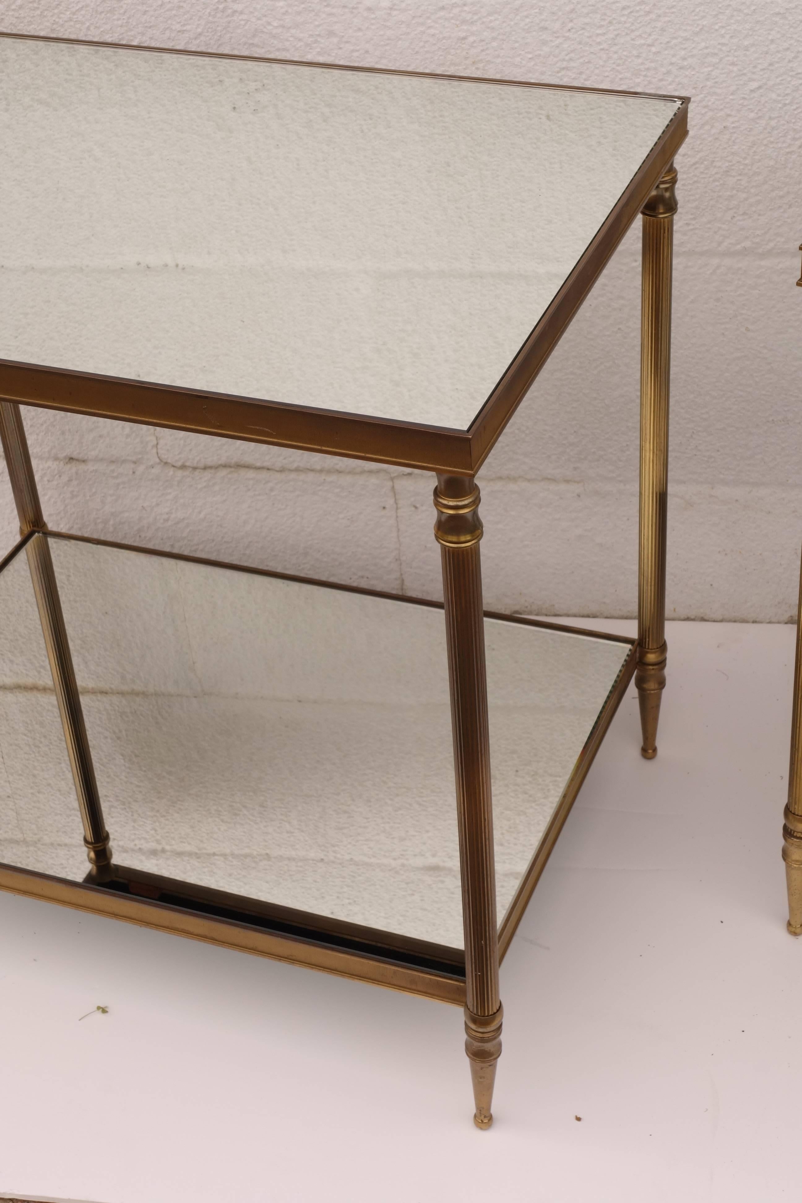 Pair of French Brass Side Tables In Good Condition In Bridgehampton, NY