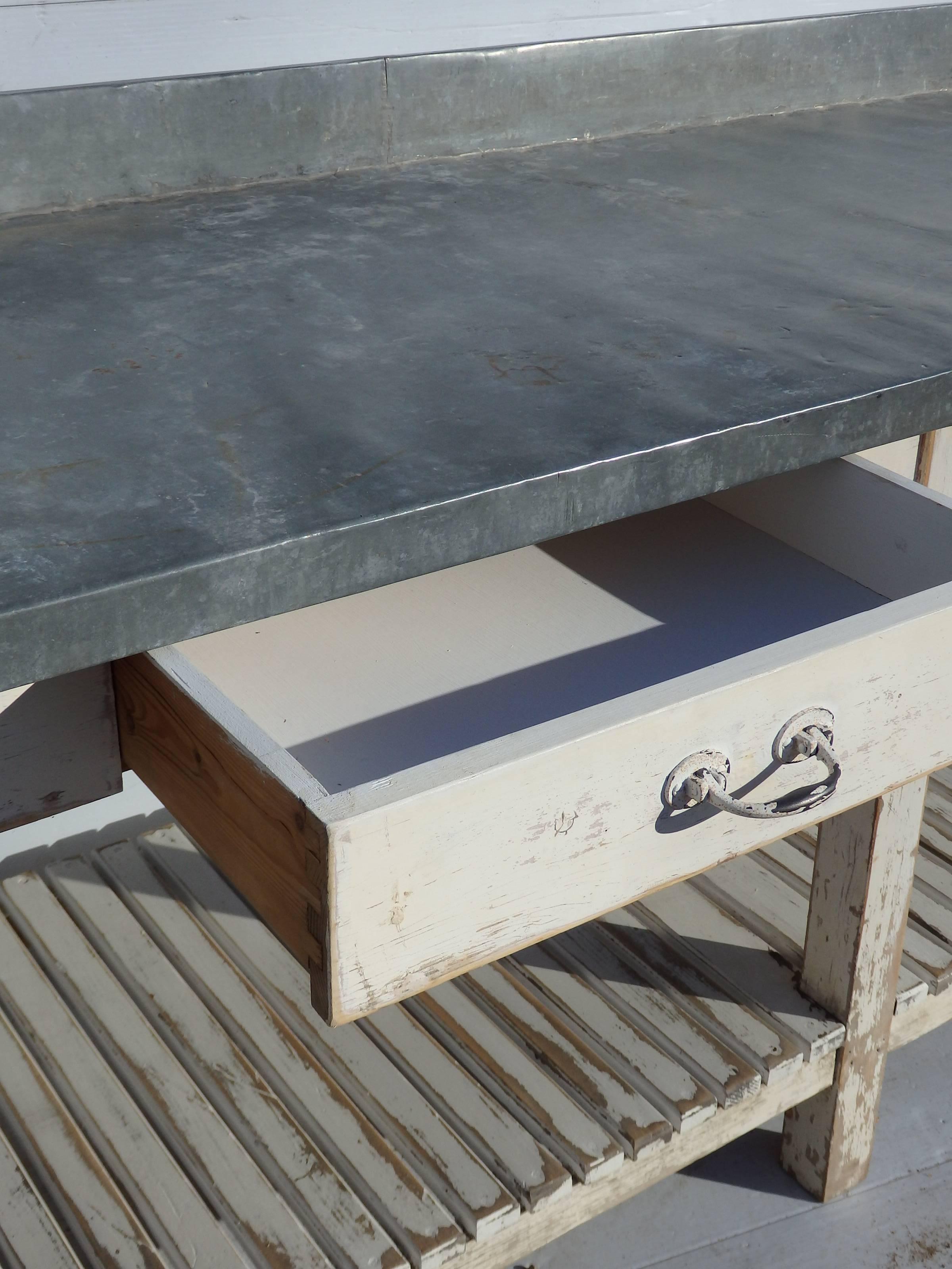zinc topped console table