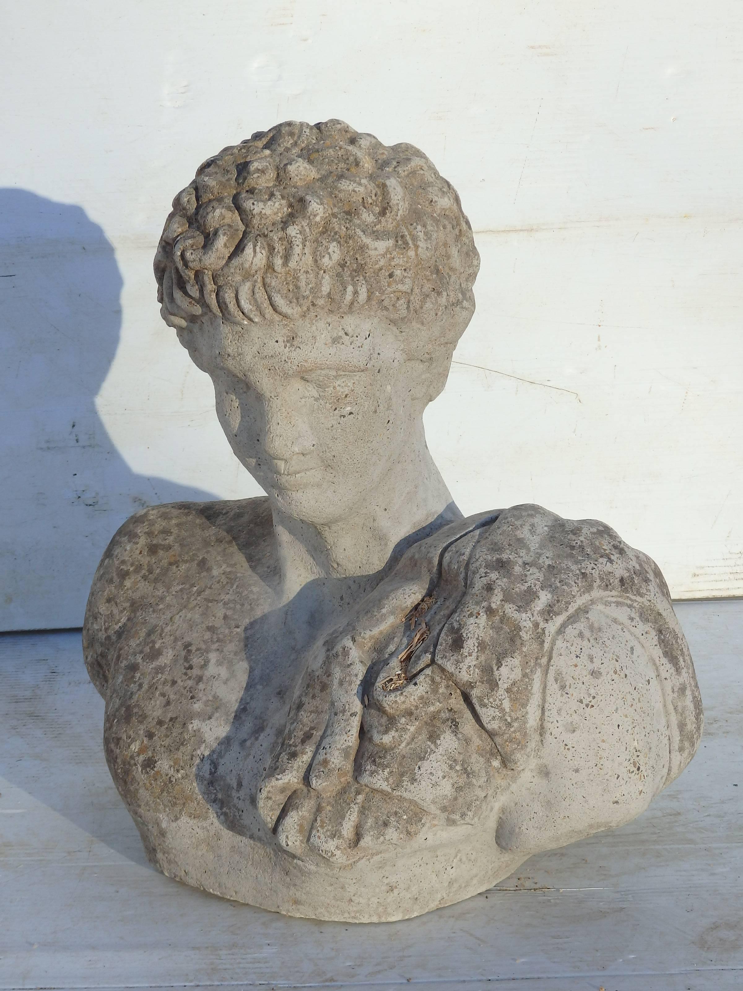 English stone bust of Roman Man c 1930. 