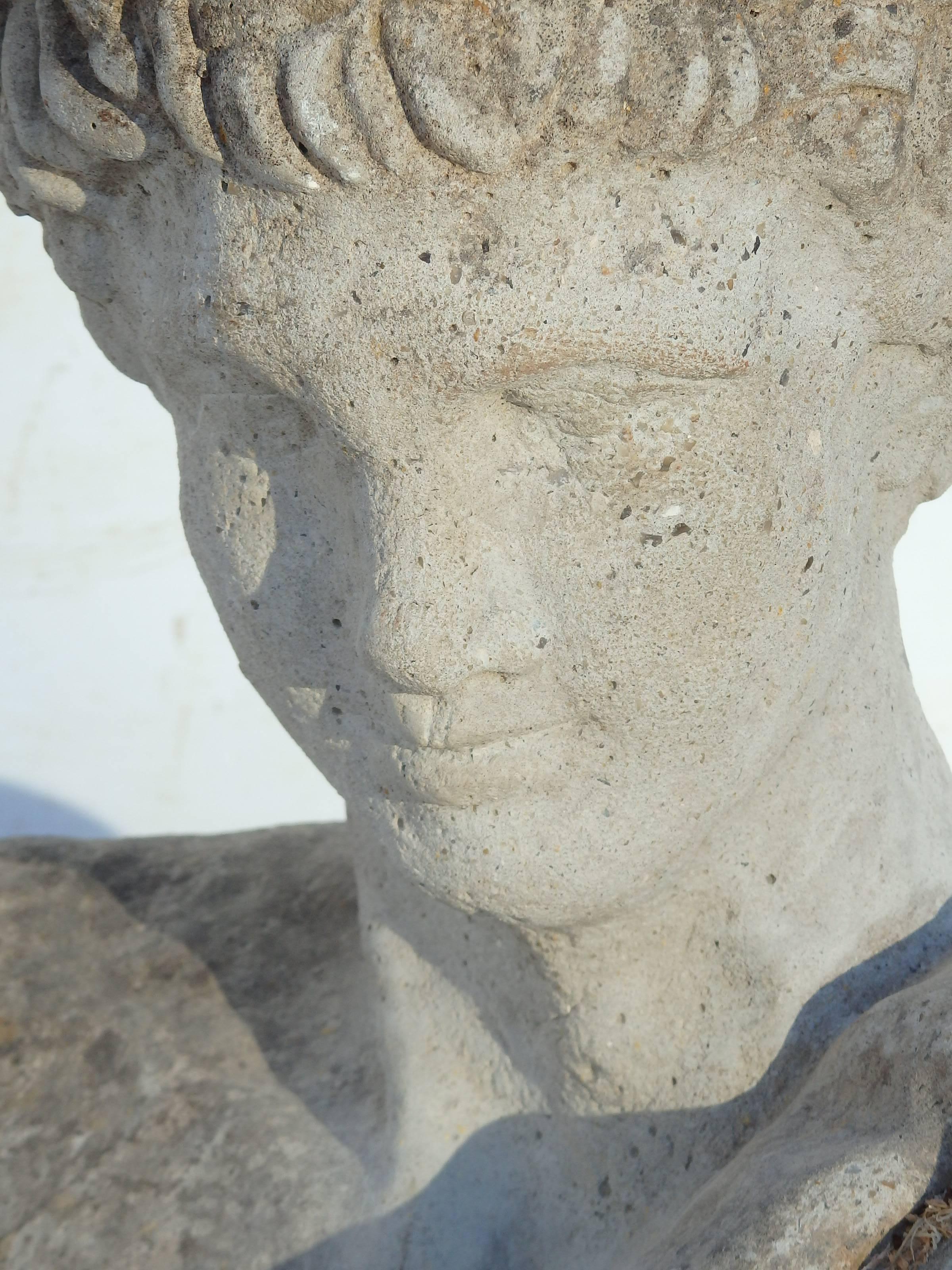European Stone Bust of Roman Man