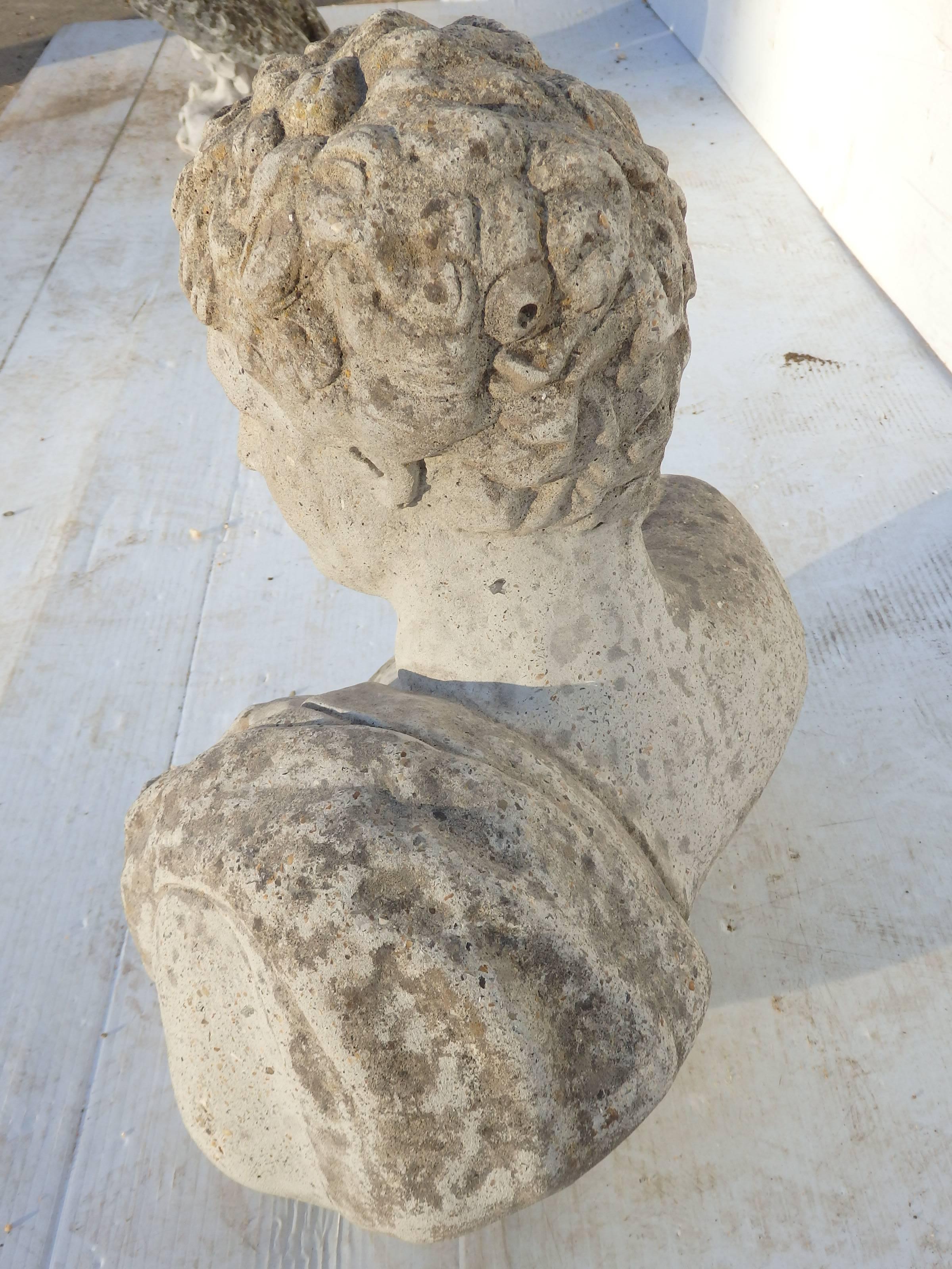 20th Century Stone Bust of Roman Man