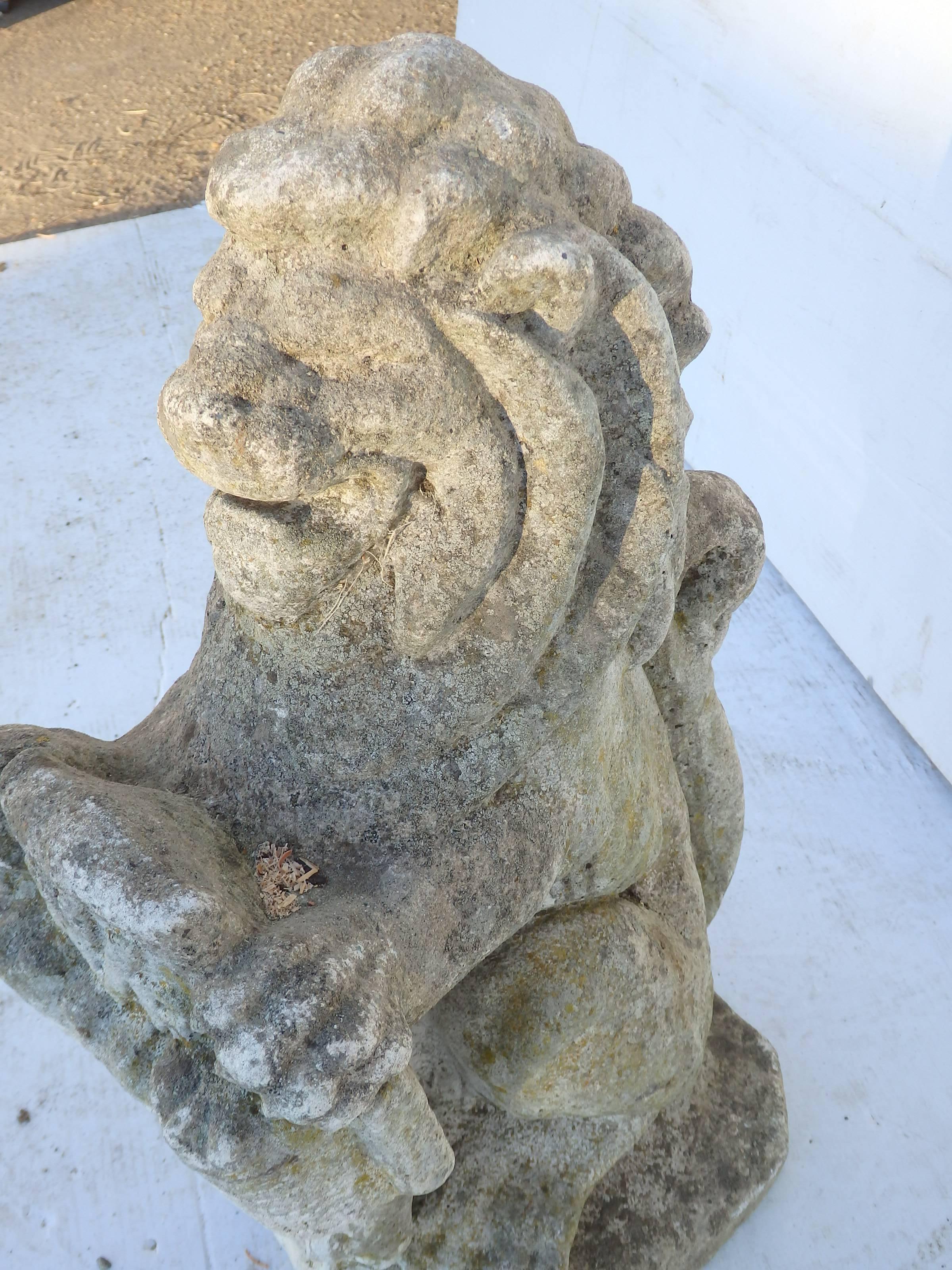 Pair English Stone Lions For Sale 1