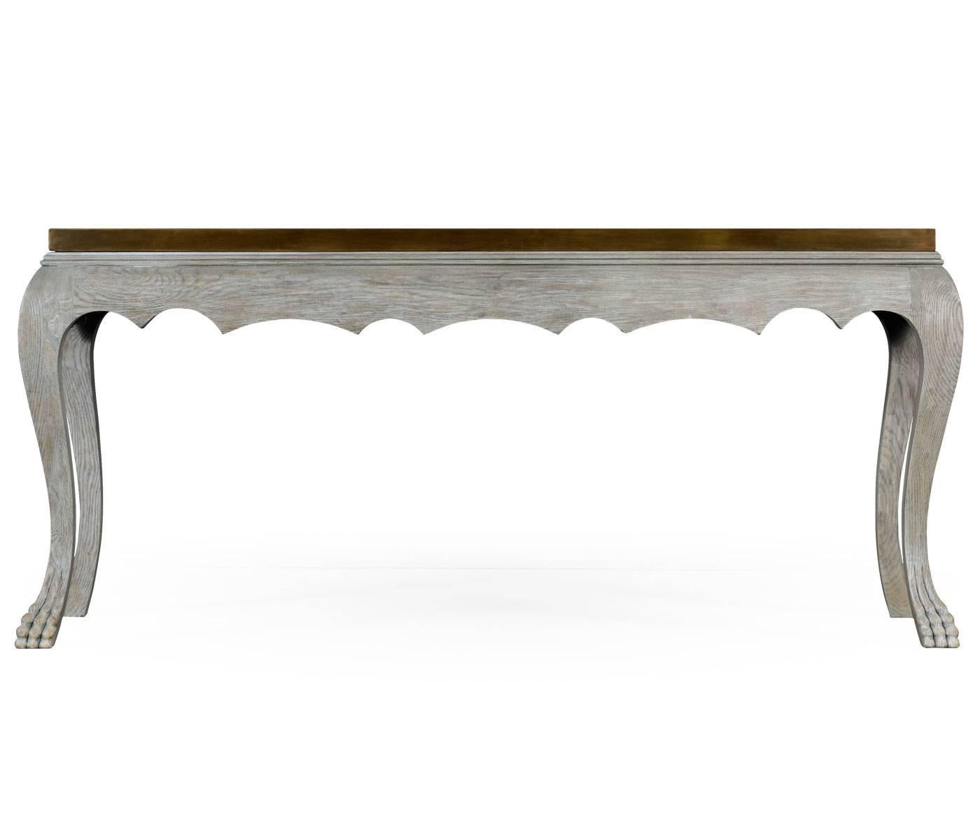 Contemporary Grey Oak Console Table with Marble Top For Sale