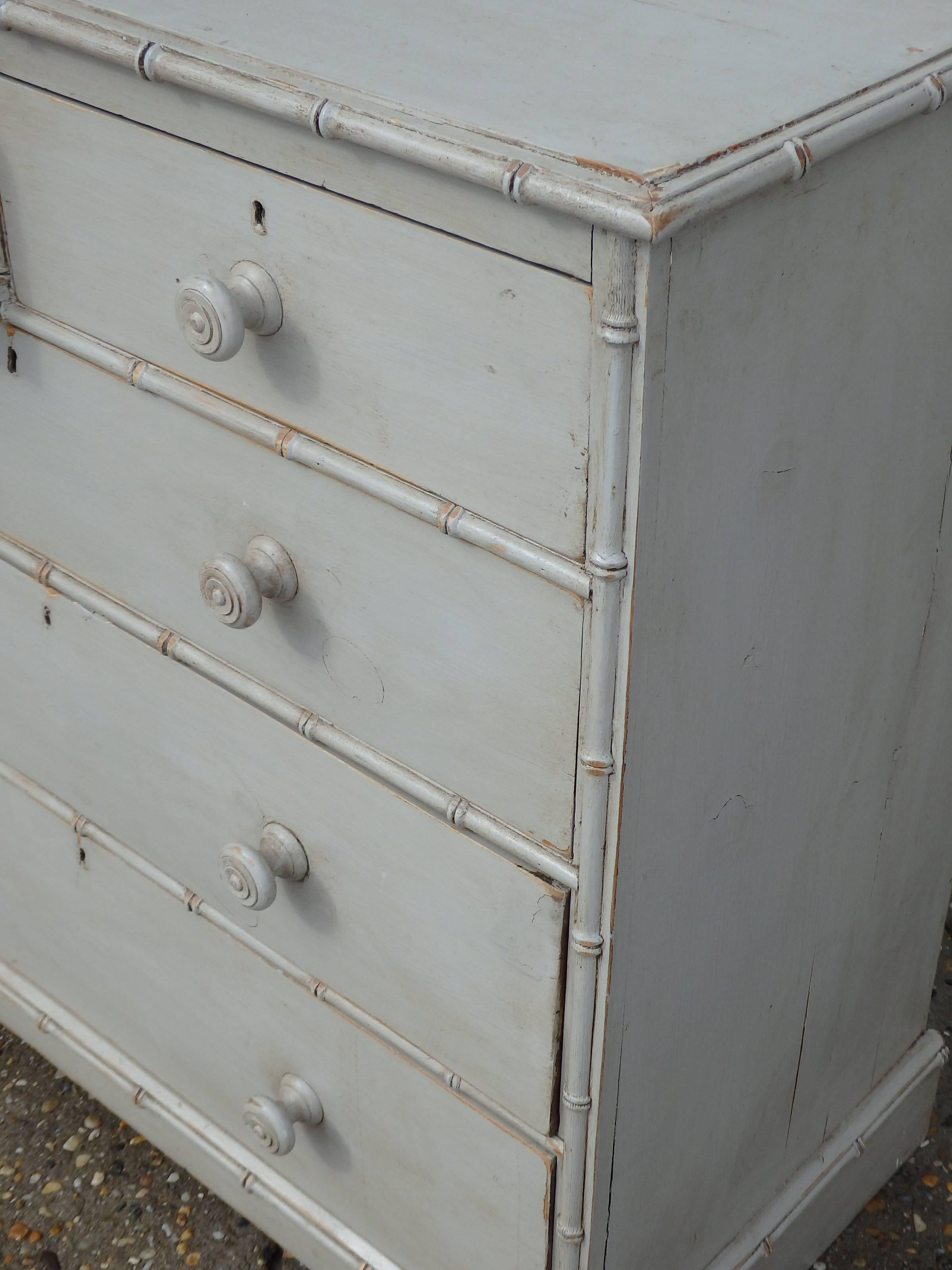 European Faux Bamboo Painted Dresser For Sale