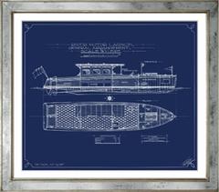 Blue Blueprint Boat Prints