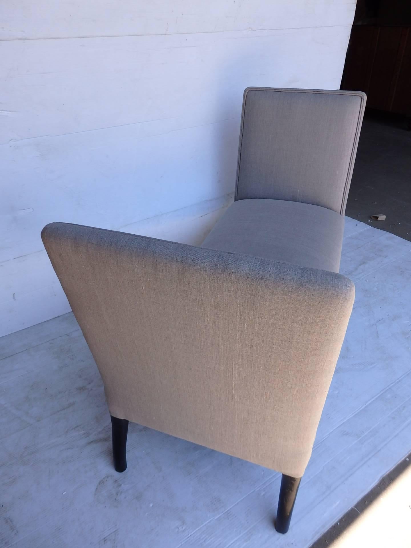 European Pair of Upholstered Seats with High Sides For Sale