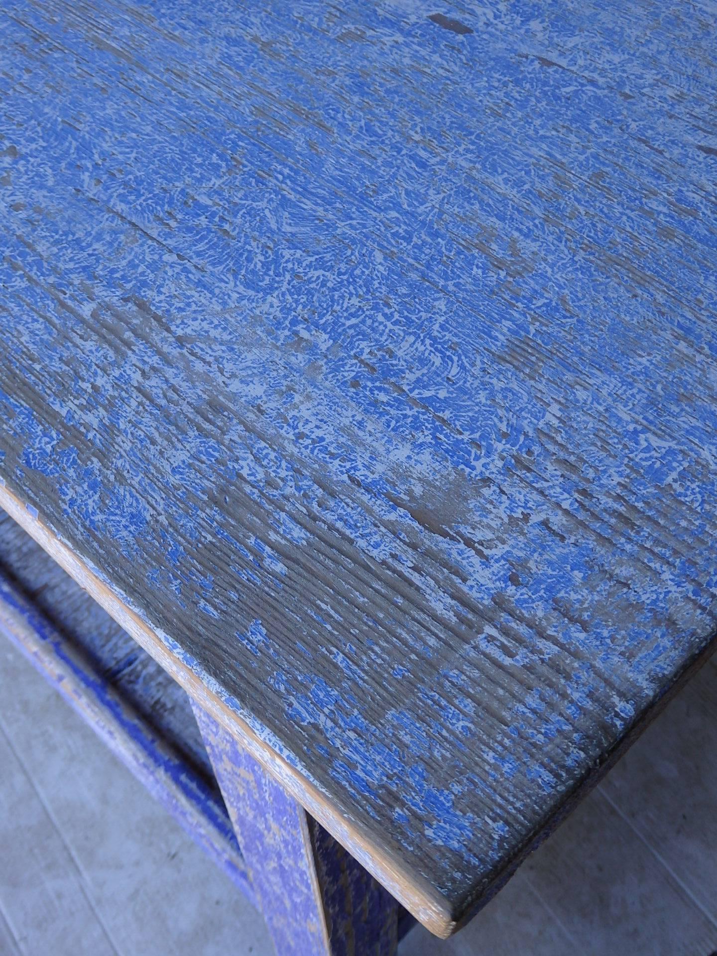 Blue Painted Work Table In Good Condition For Sale In Bridgehampton, NY