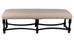 Upholstered Bench with Turned Legs