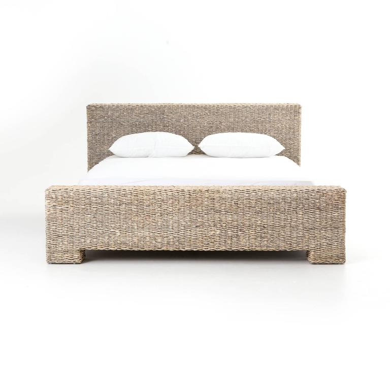 Low Profile Rattan Bed in Queen Size For Sale at 1stdibs
