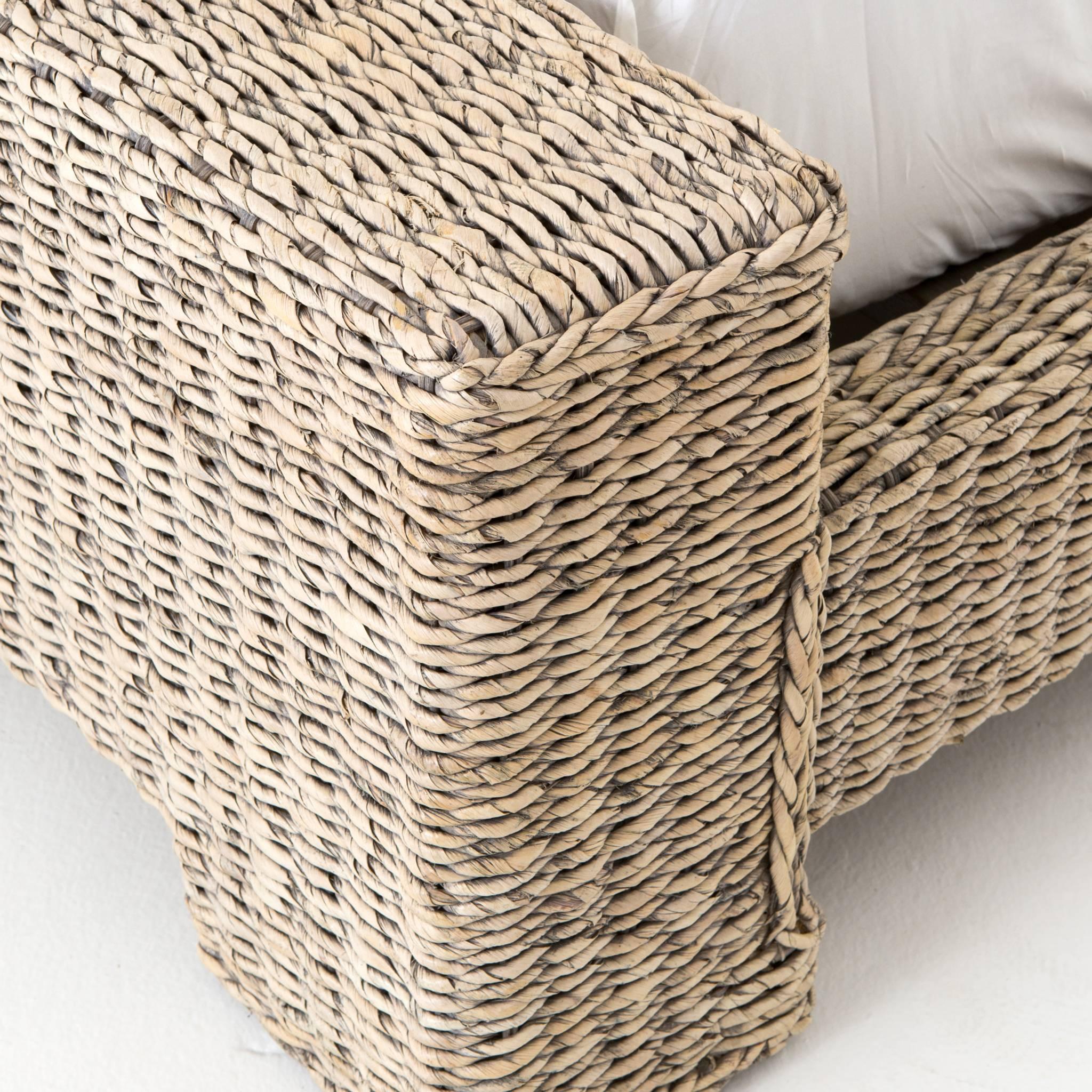 Contemporary Low Profile Rattan Bed in Queen Size For Sale