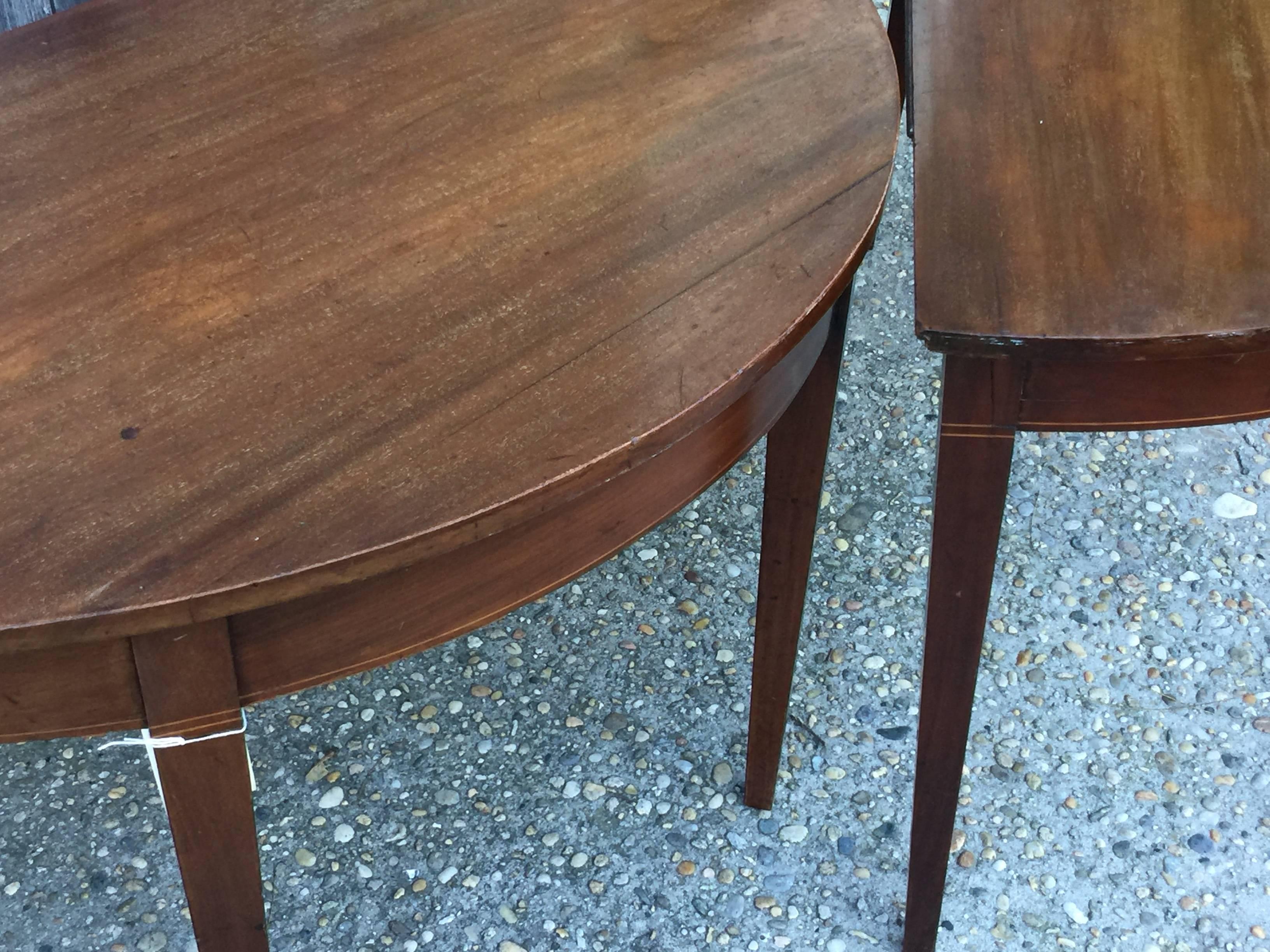 European Pair of English Demi Lune Tables For Sale