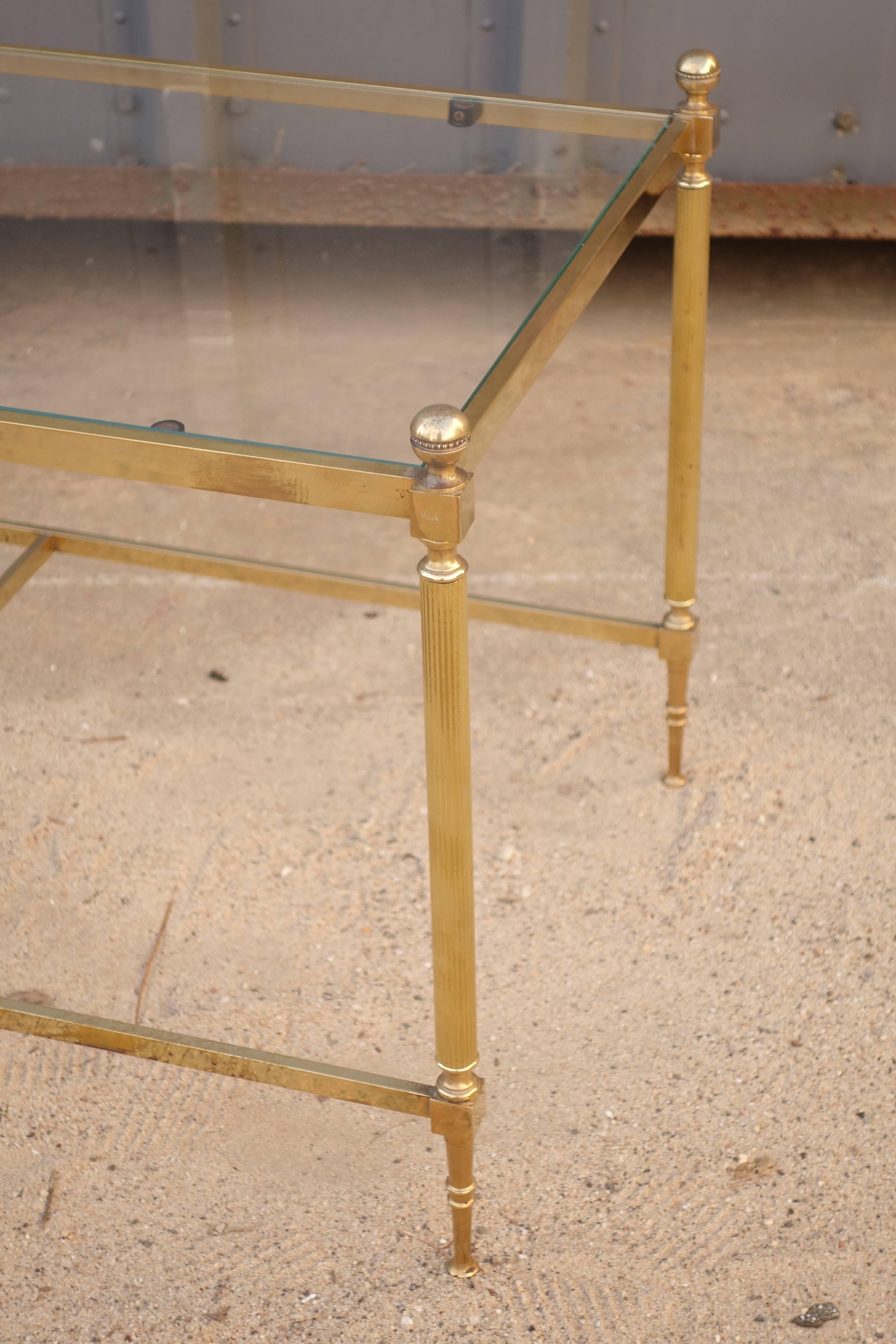 French 1930s brass and glass cocktail table.