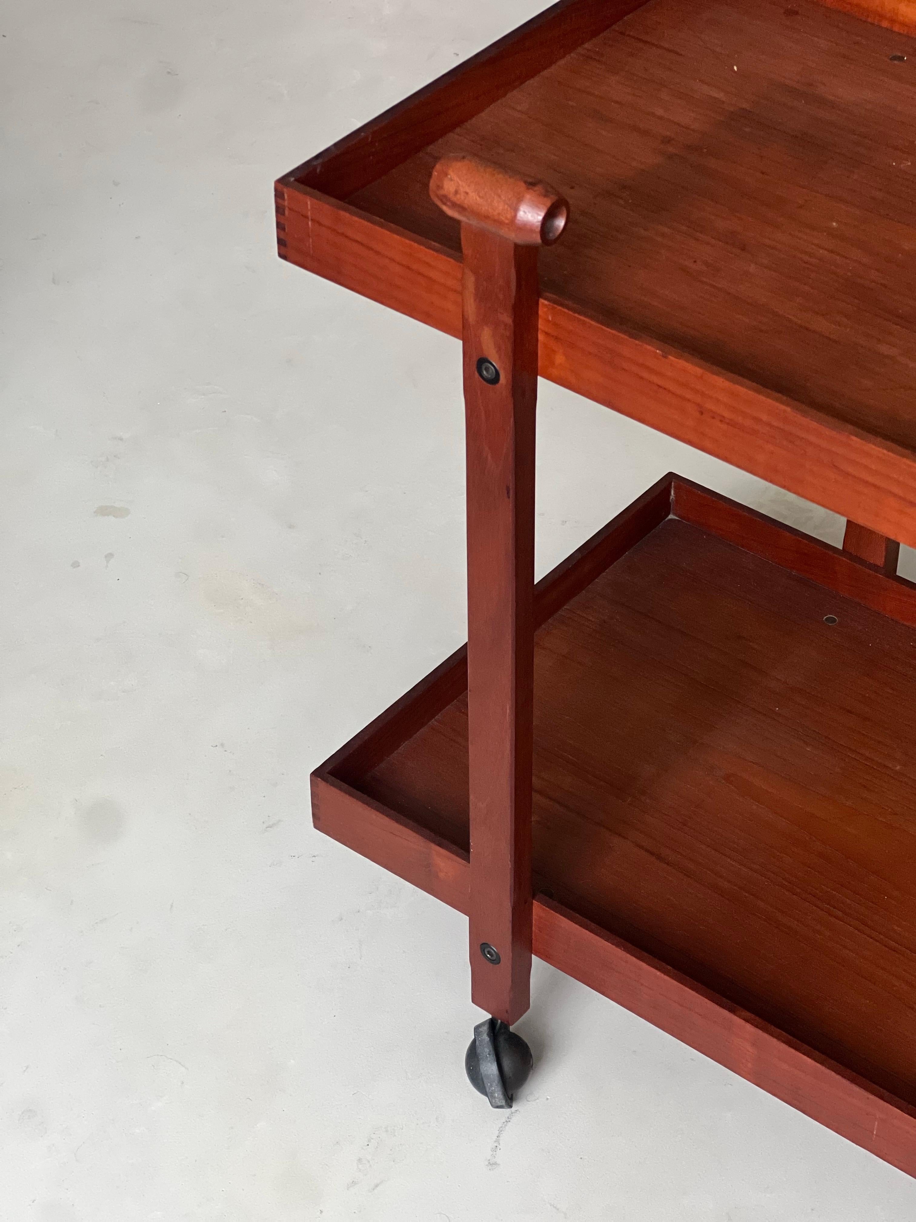 Chariot de bar/de service en bois par Franco Albini pour Poggi modèle cr-20, années 1950 en vente 7
