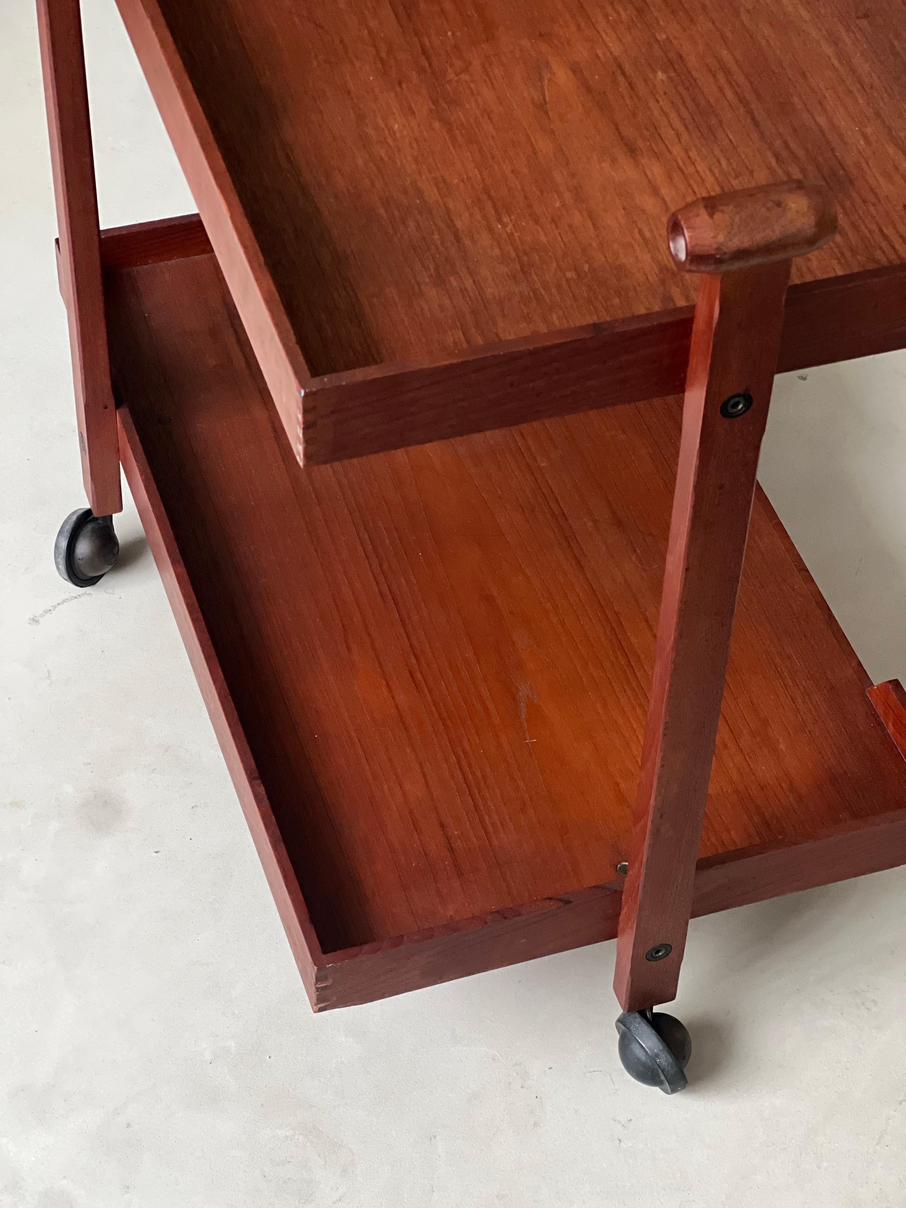 Chariot de bar/de service en bois par Franco Albini pour Poggi modèle cr-20, années 1950 en vente 6