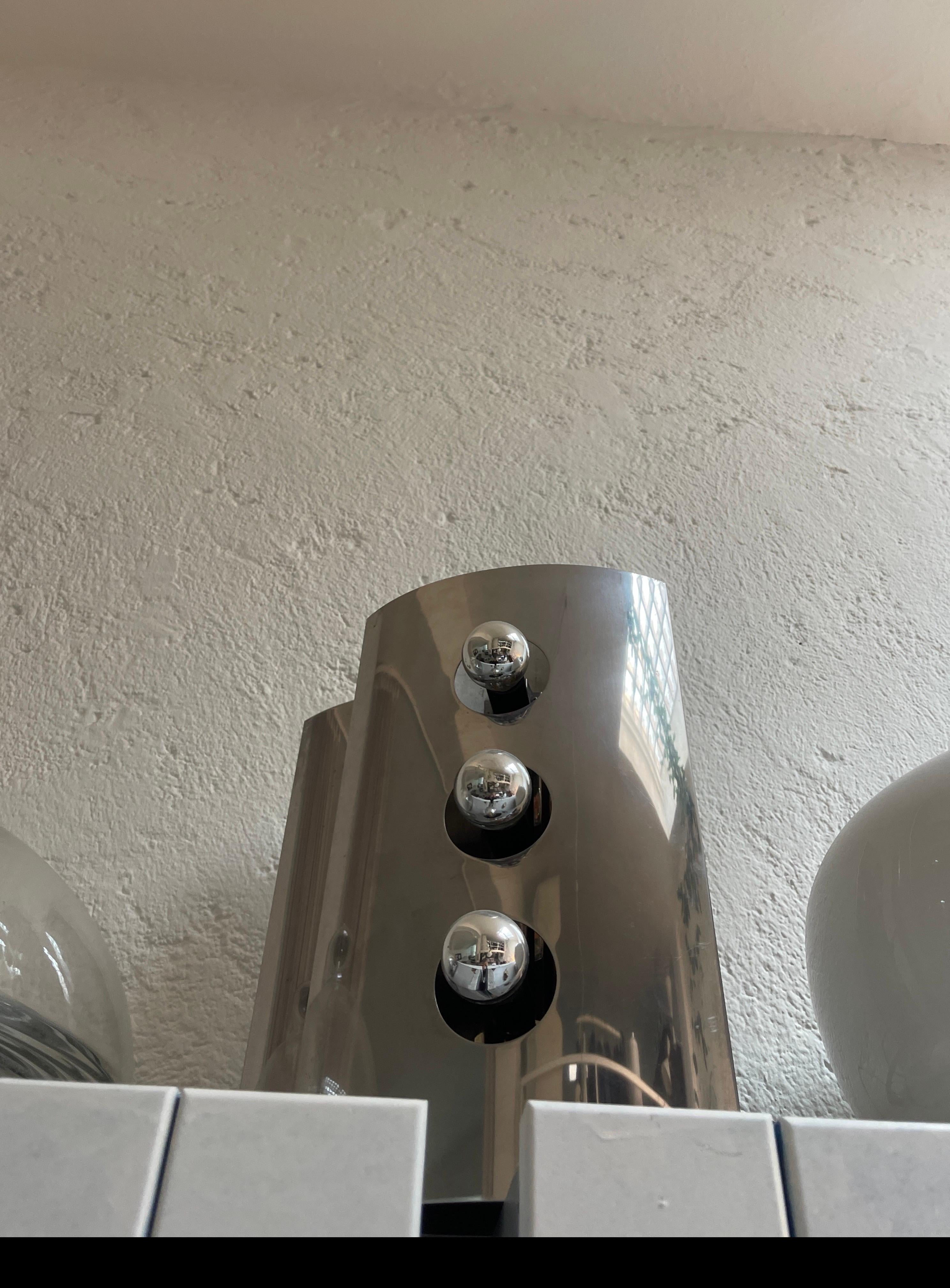 Pair of Vintage Reggiani Sconces in Stainless Steel, Italian Space Age, 1960s For Sale 5