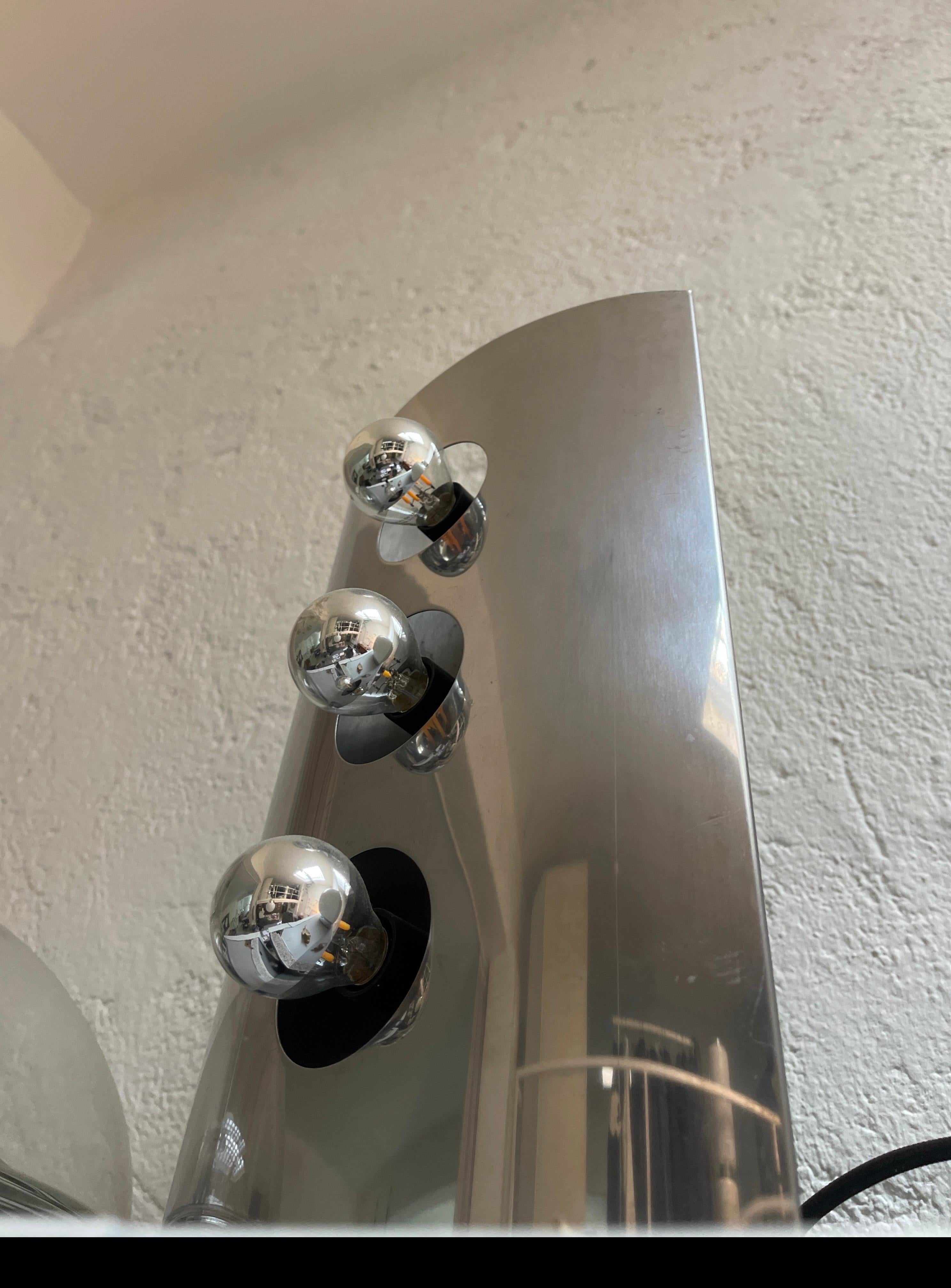 Pair of Vintage Reggiani Sconces in Stainless Steel, Italian Space Age, 1960s For Sale 7