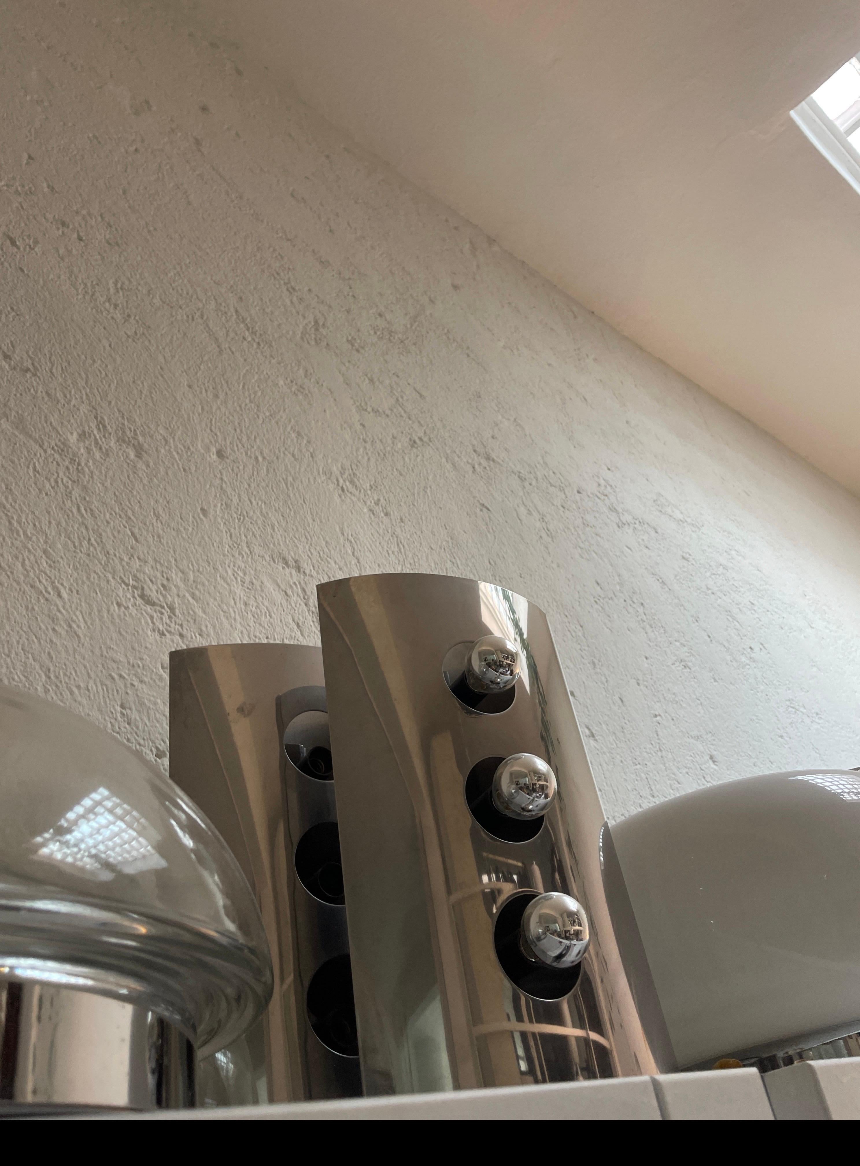 Pair of Vintage Reggiani Sconces in Stainless Steel, Italian Space Age, 1960s For Sale 9