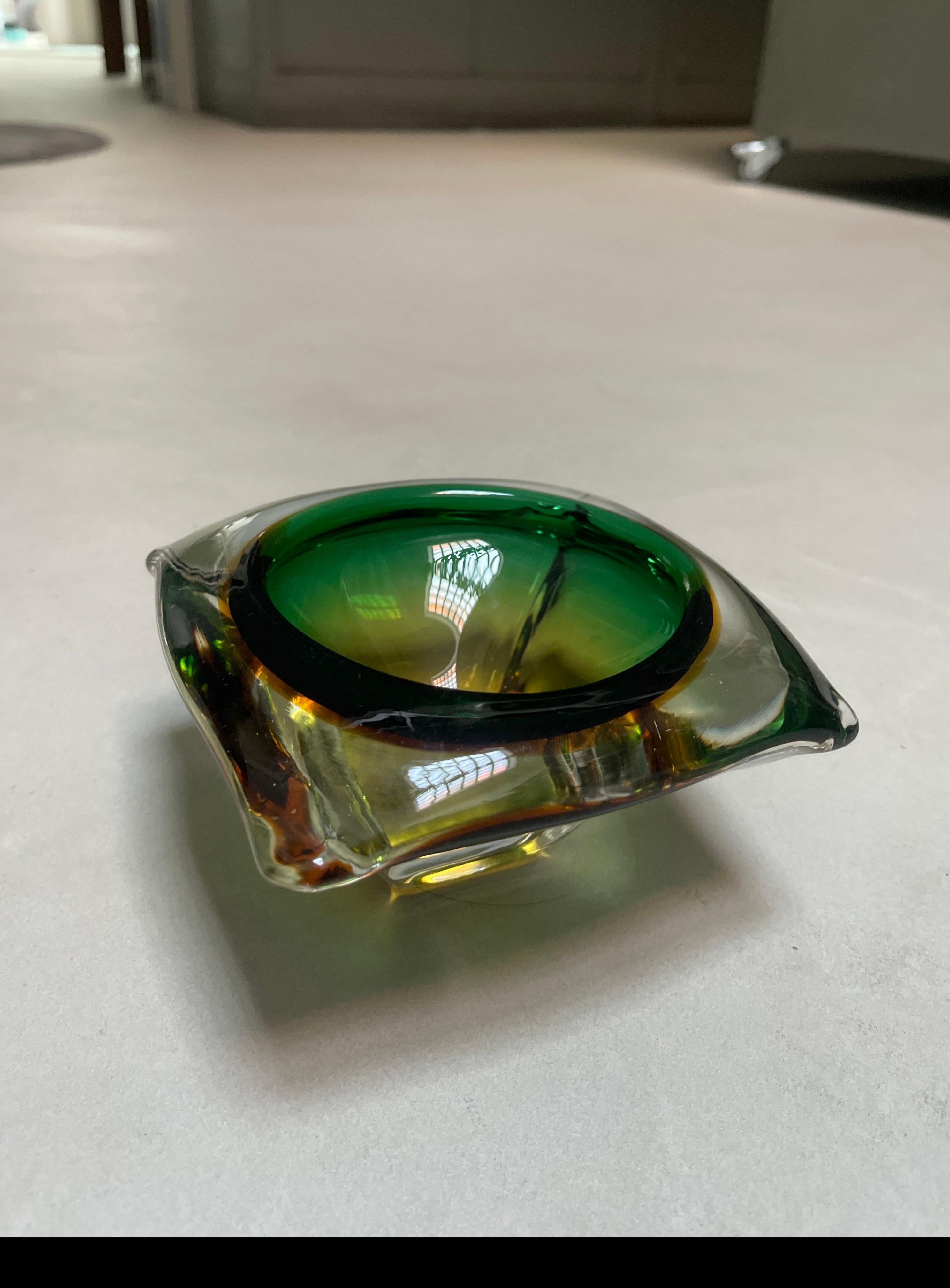 Vintage Italian Glass Aschenbecher, massives 