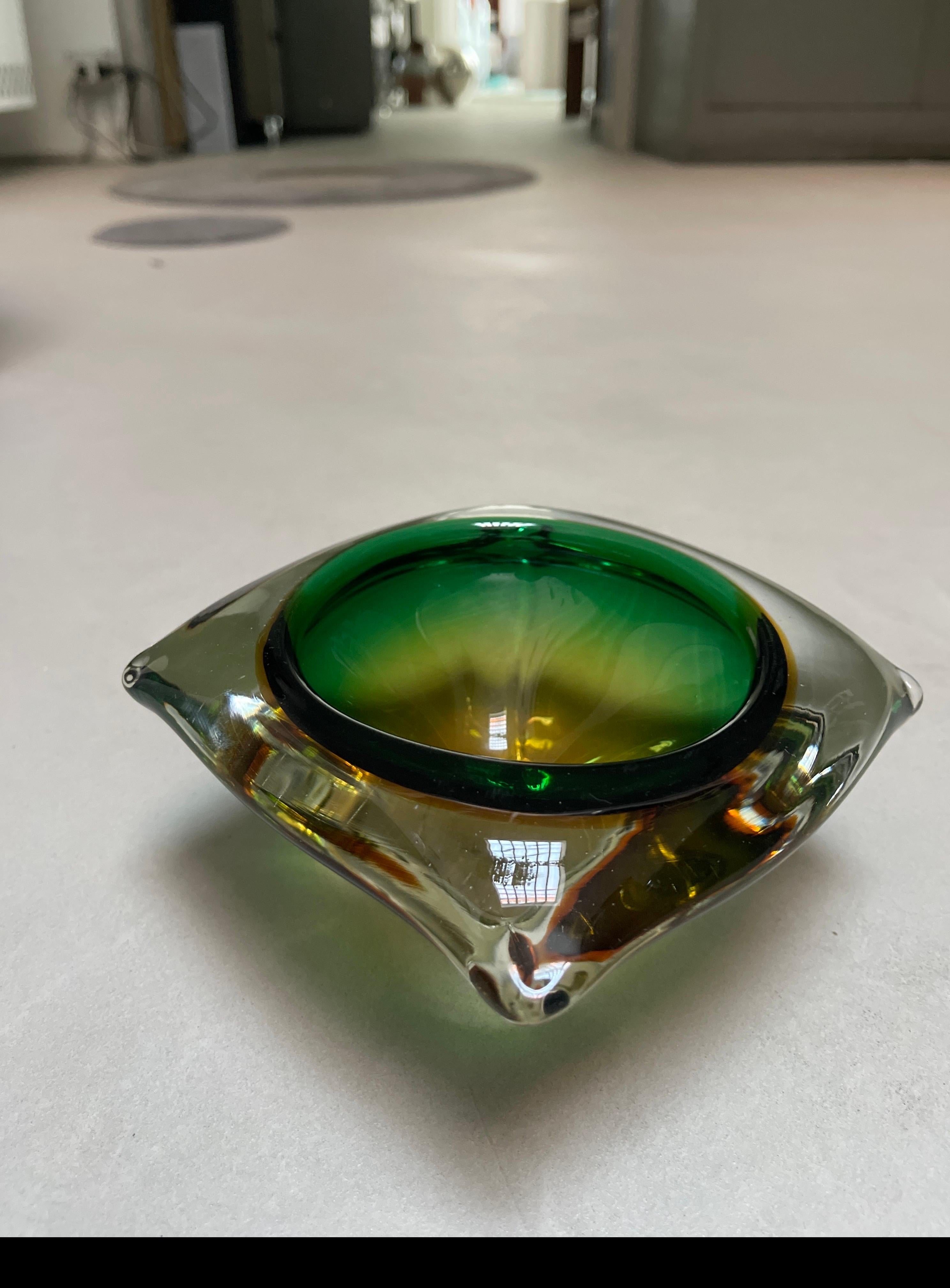 Vintage Italian Glass Aschenbecher, massives 